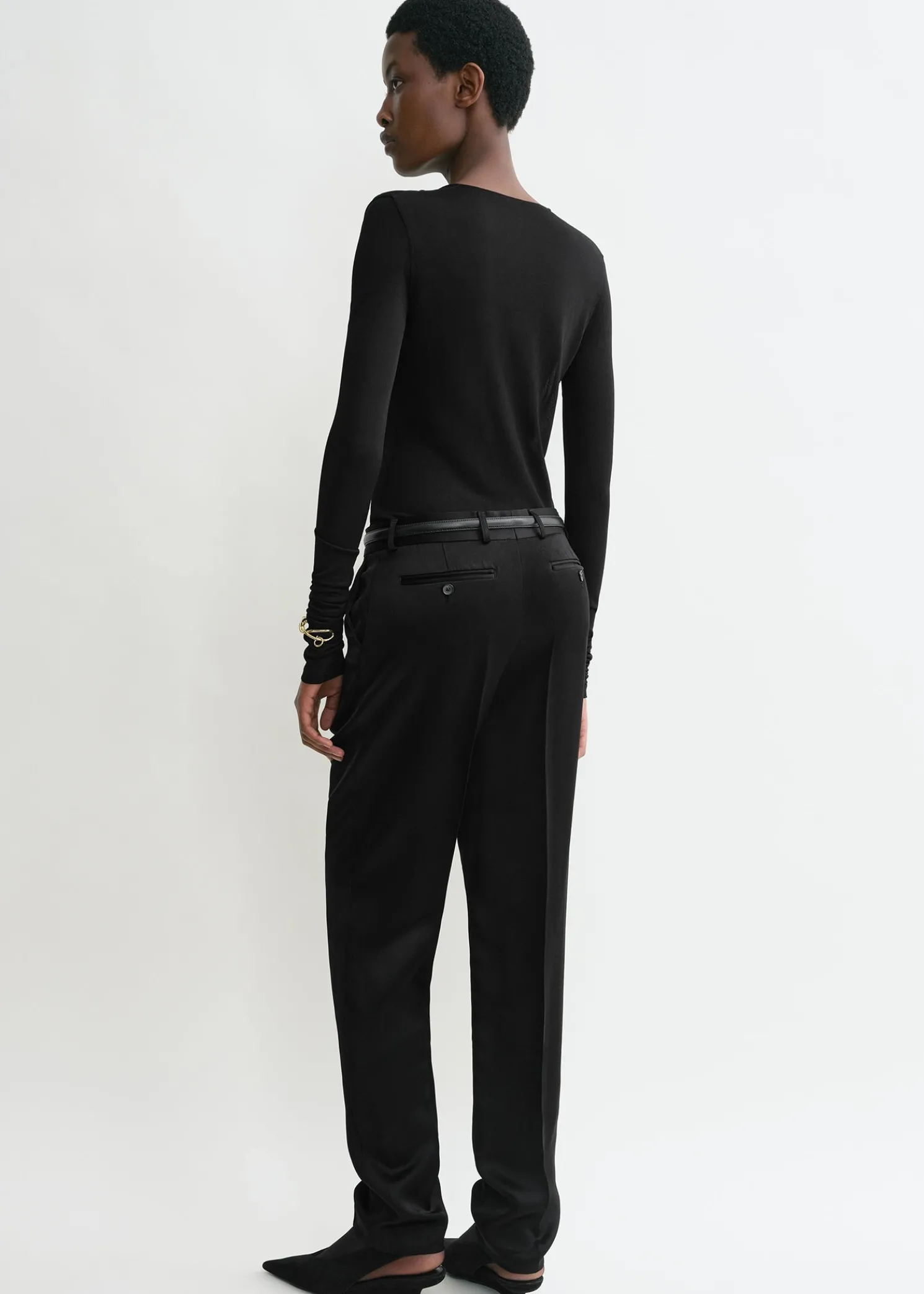 Draped V-neck top black