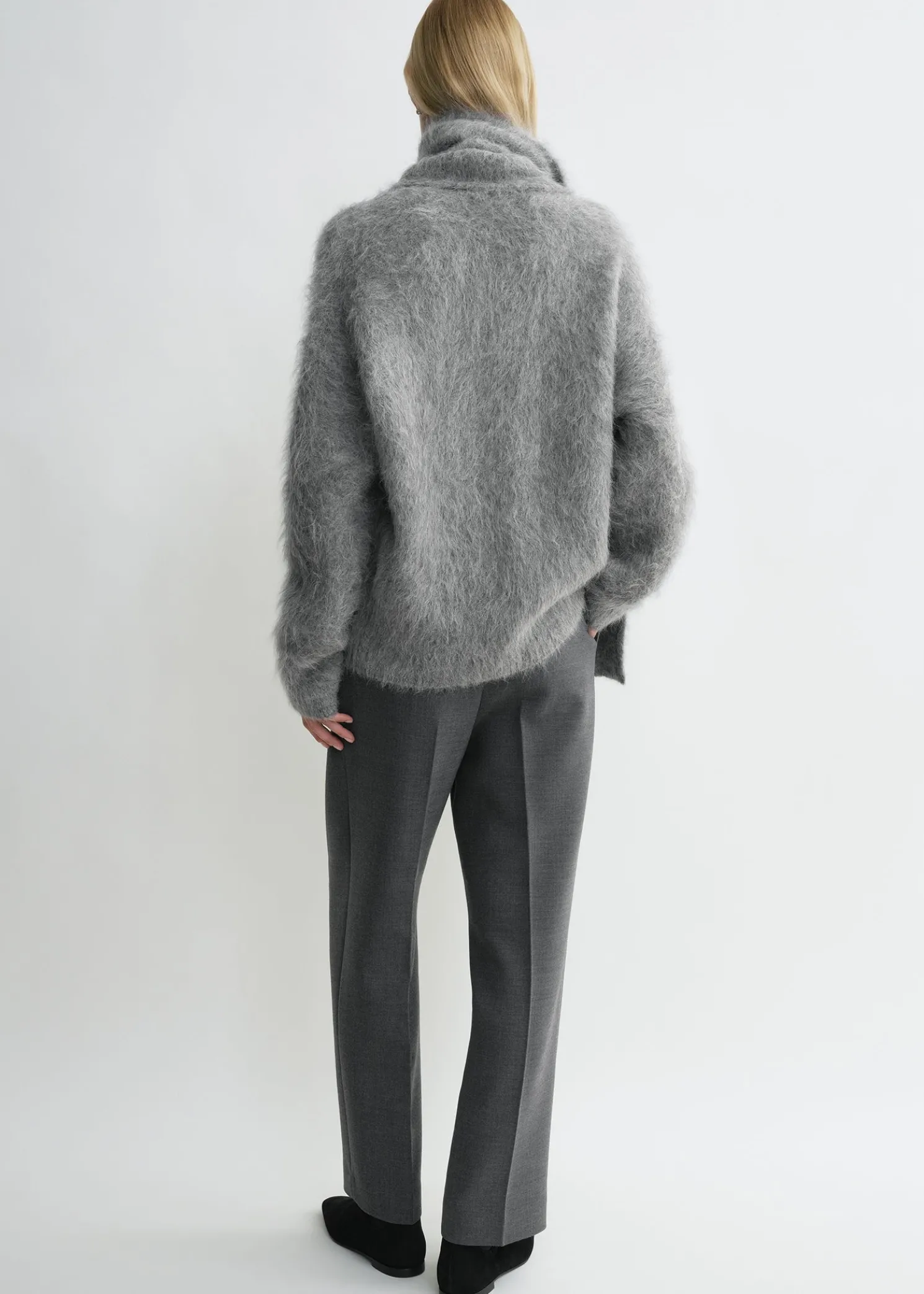 Draped-scarf knit grey melange