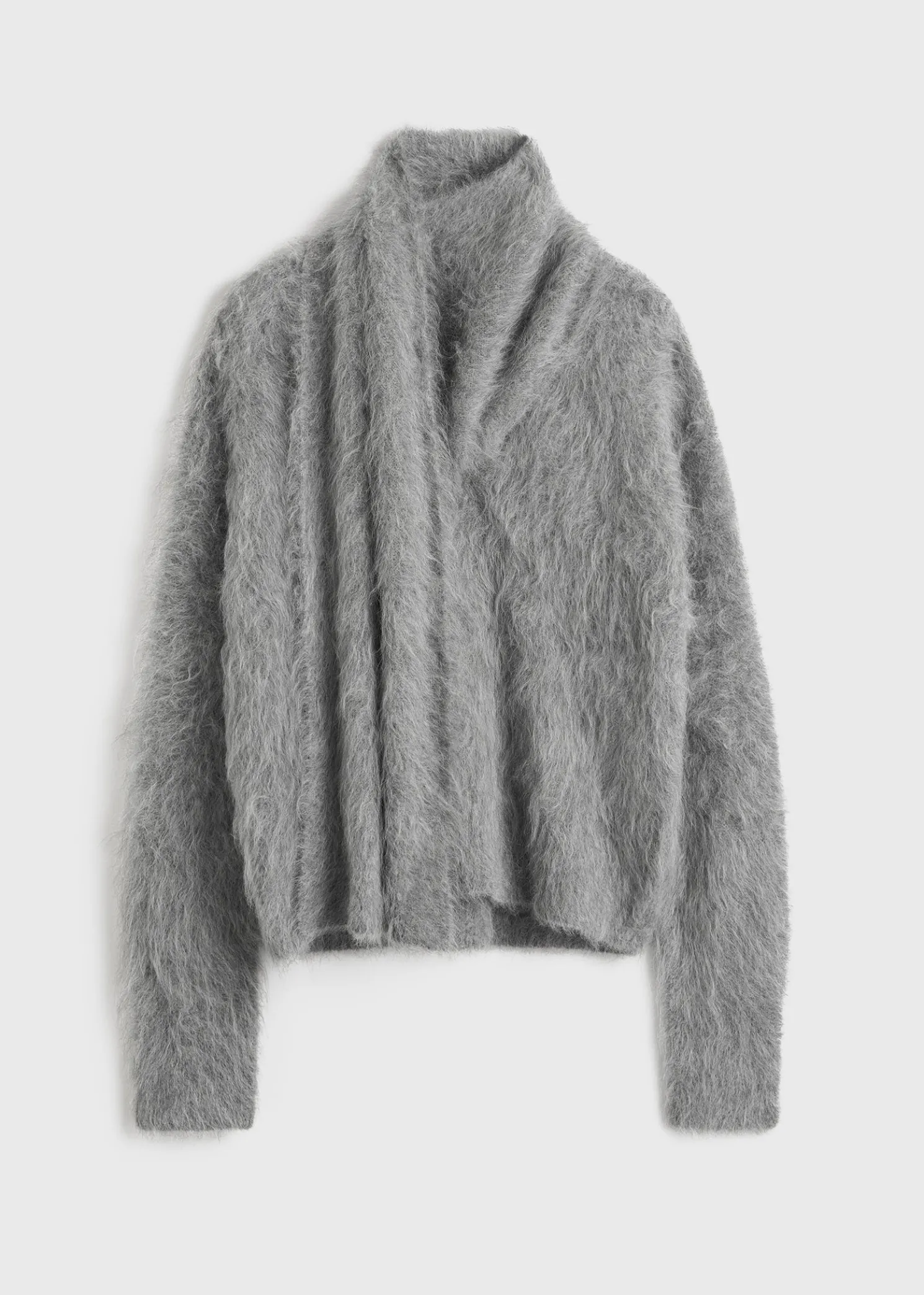 Draped-scarf knit grey melange
