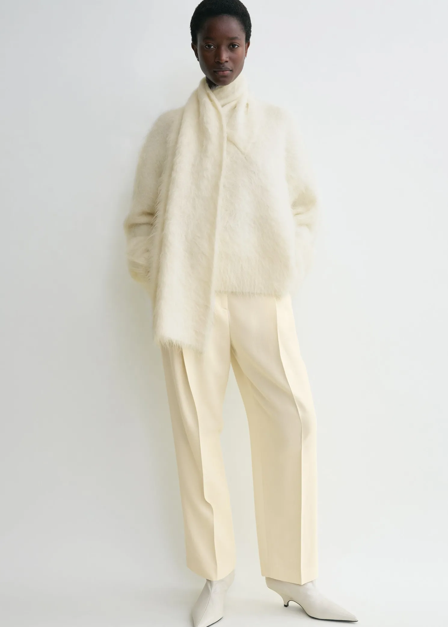 Draped-scarf knit ivory