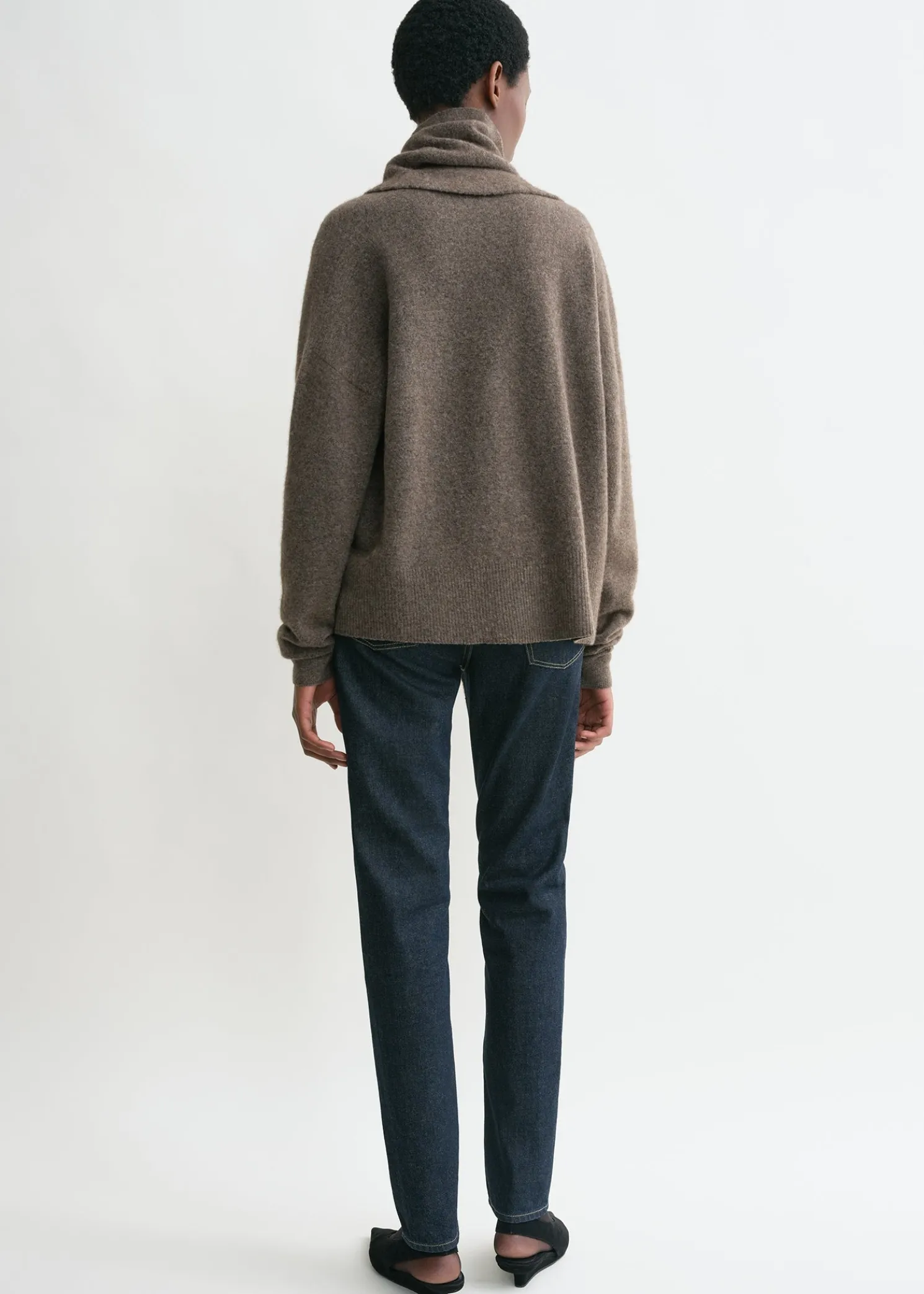 Draped-scarf knit truffle