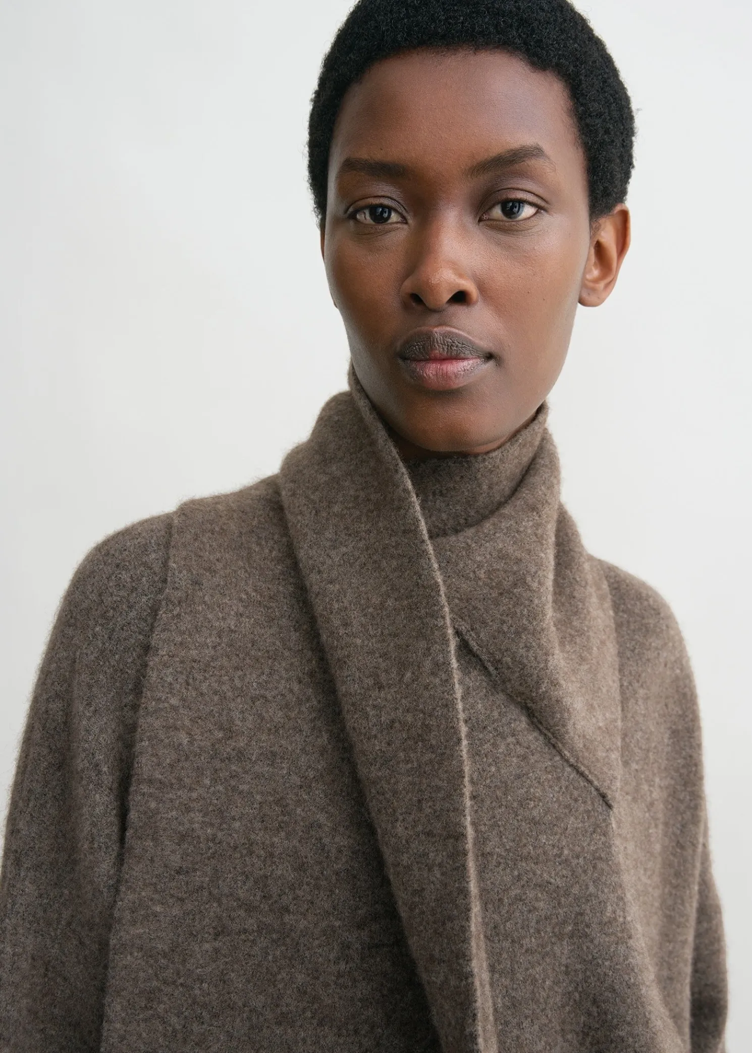 Draped-scarf knit truffle