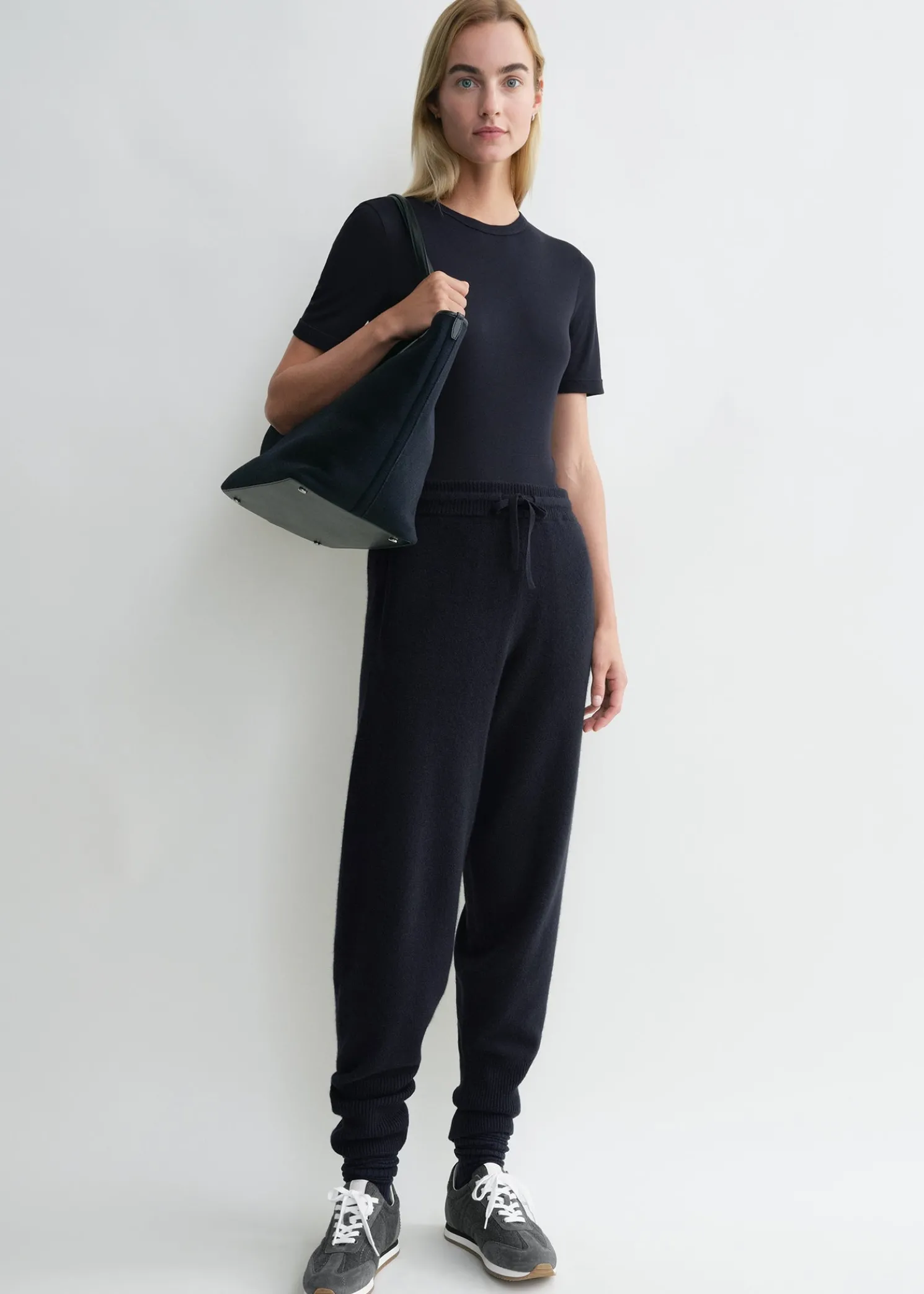 Drawstring cashmere sweatpants navy