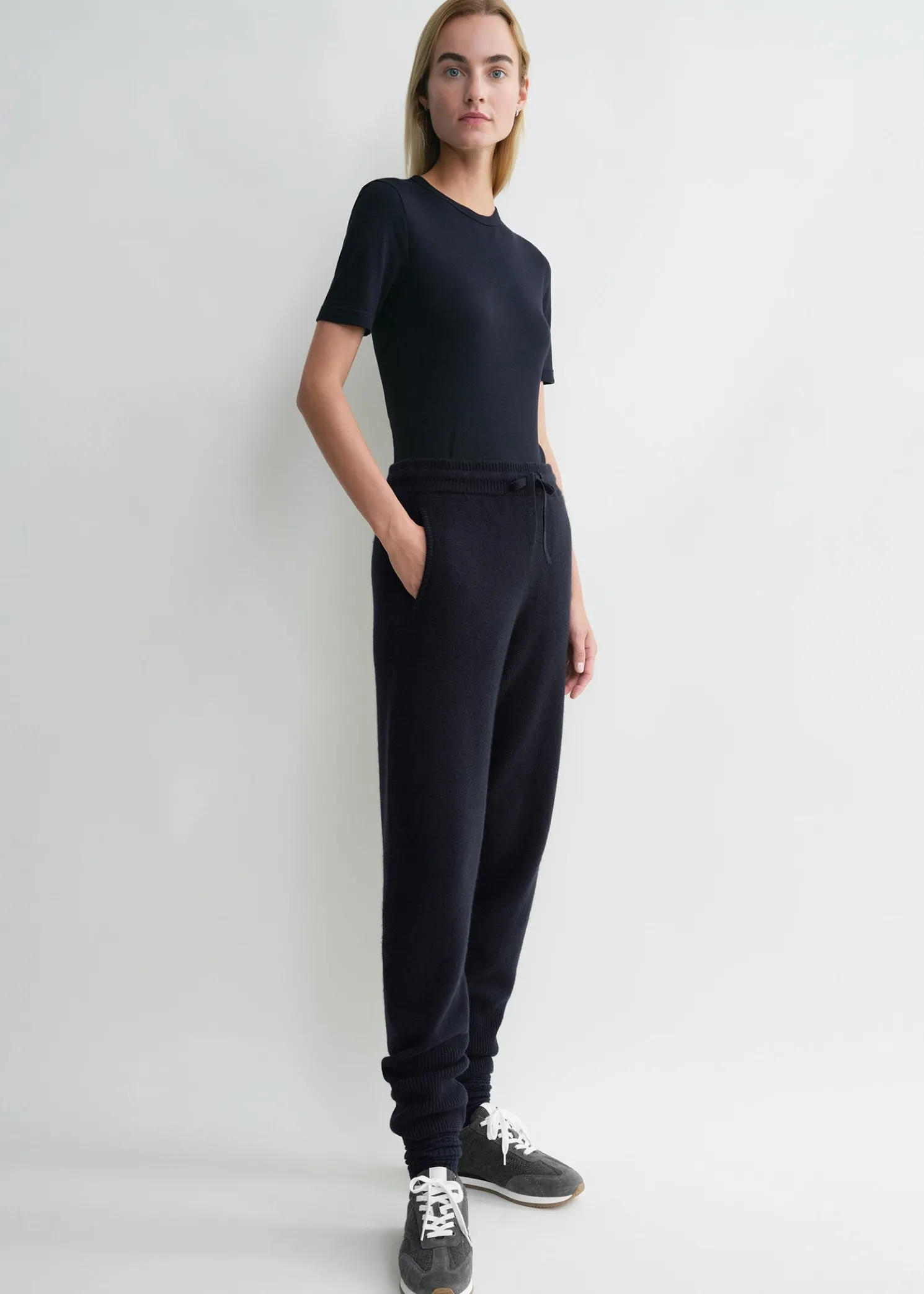 Drawstring cashmere sweatpants navy