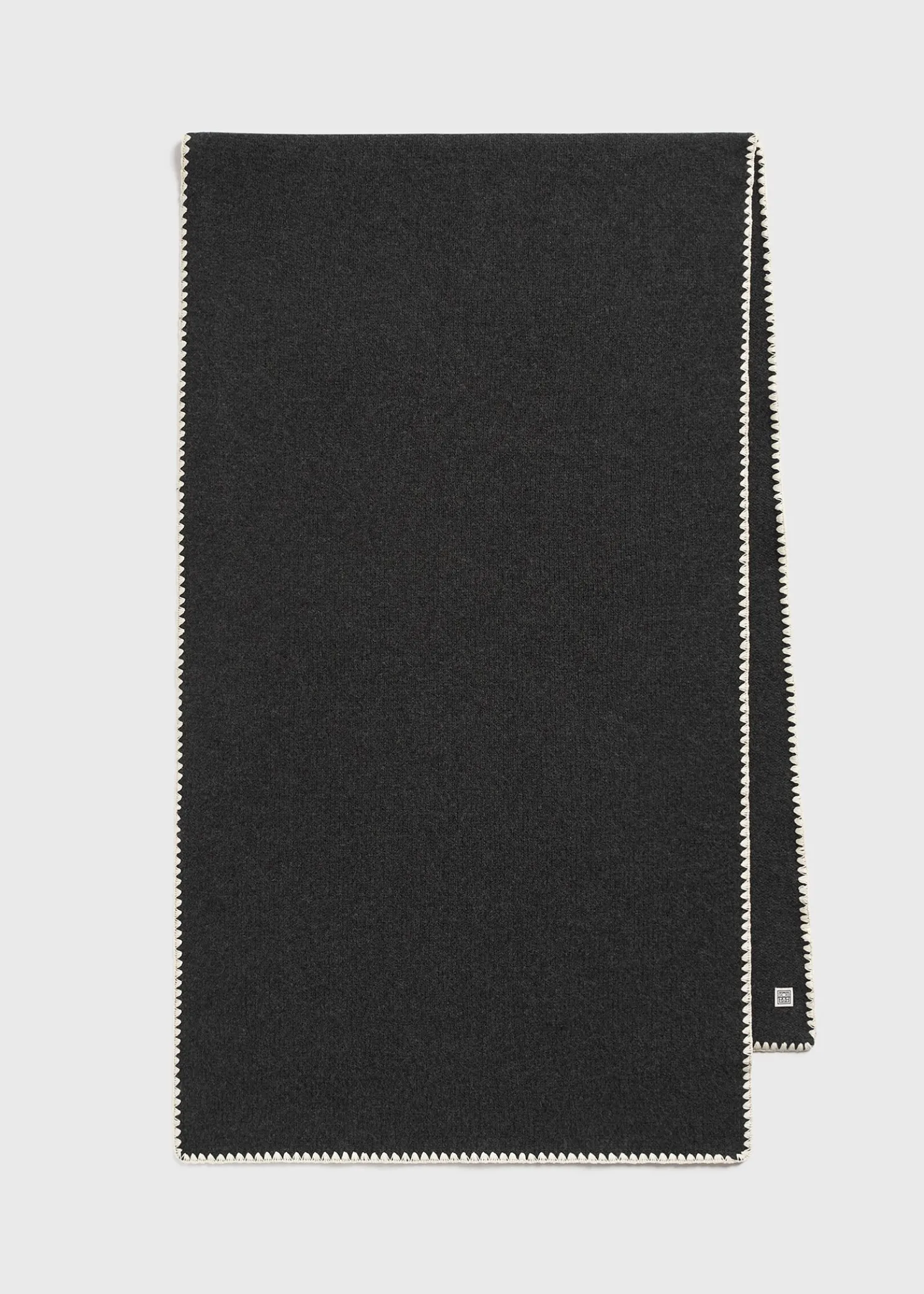 Embroidered wool cashmere scarf grey melange