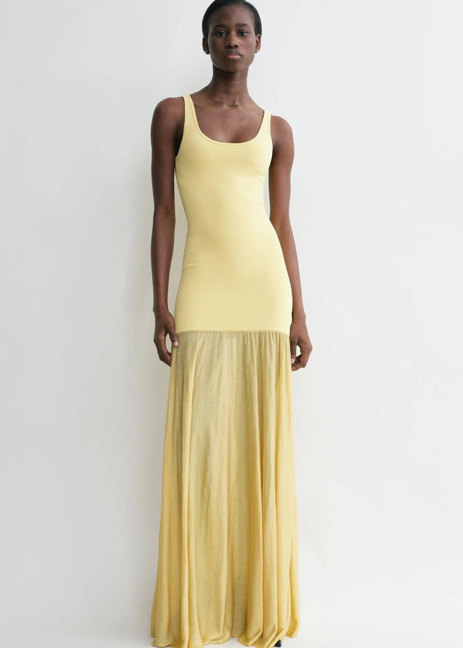 Evening tank dress soft yellow