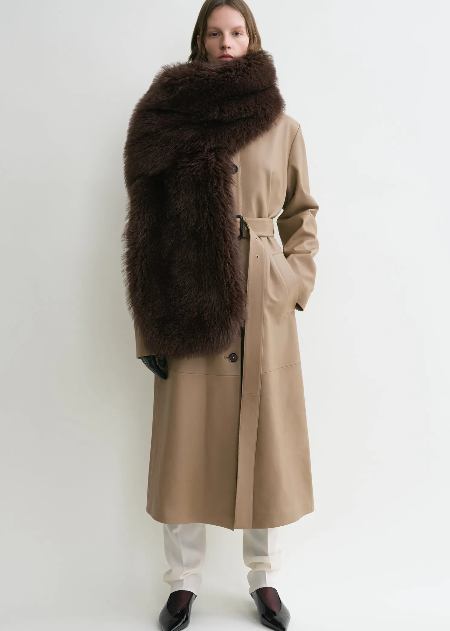 Faux fur stole beaver brown
