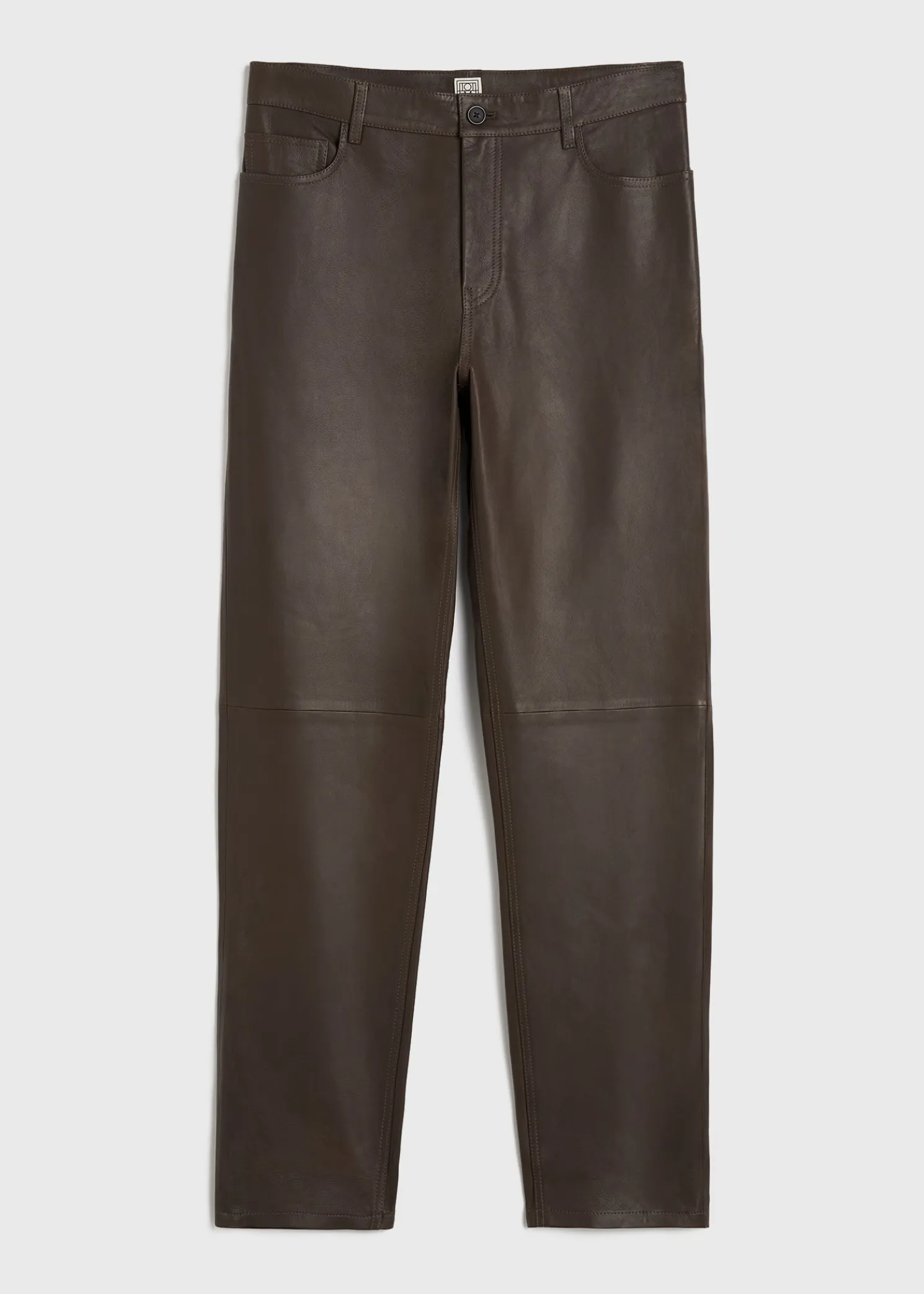 Five-pocket leather trousers bark