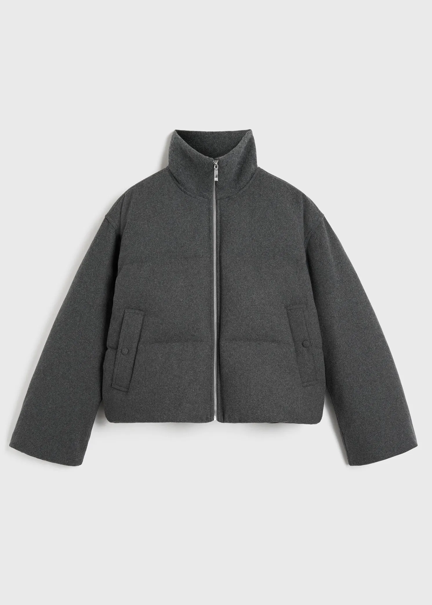 Flannel puffer jacket grey mélange