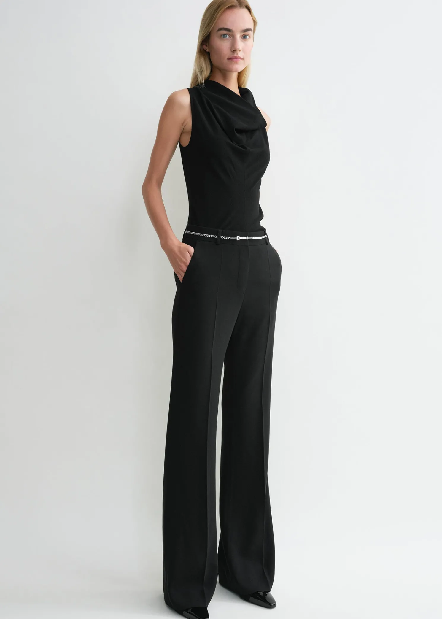 Flared evening trousers black