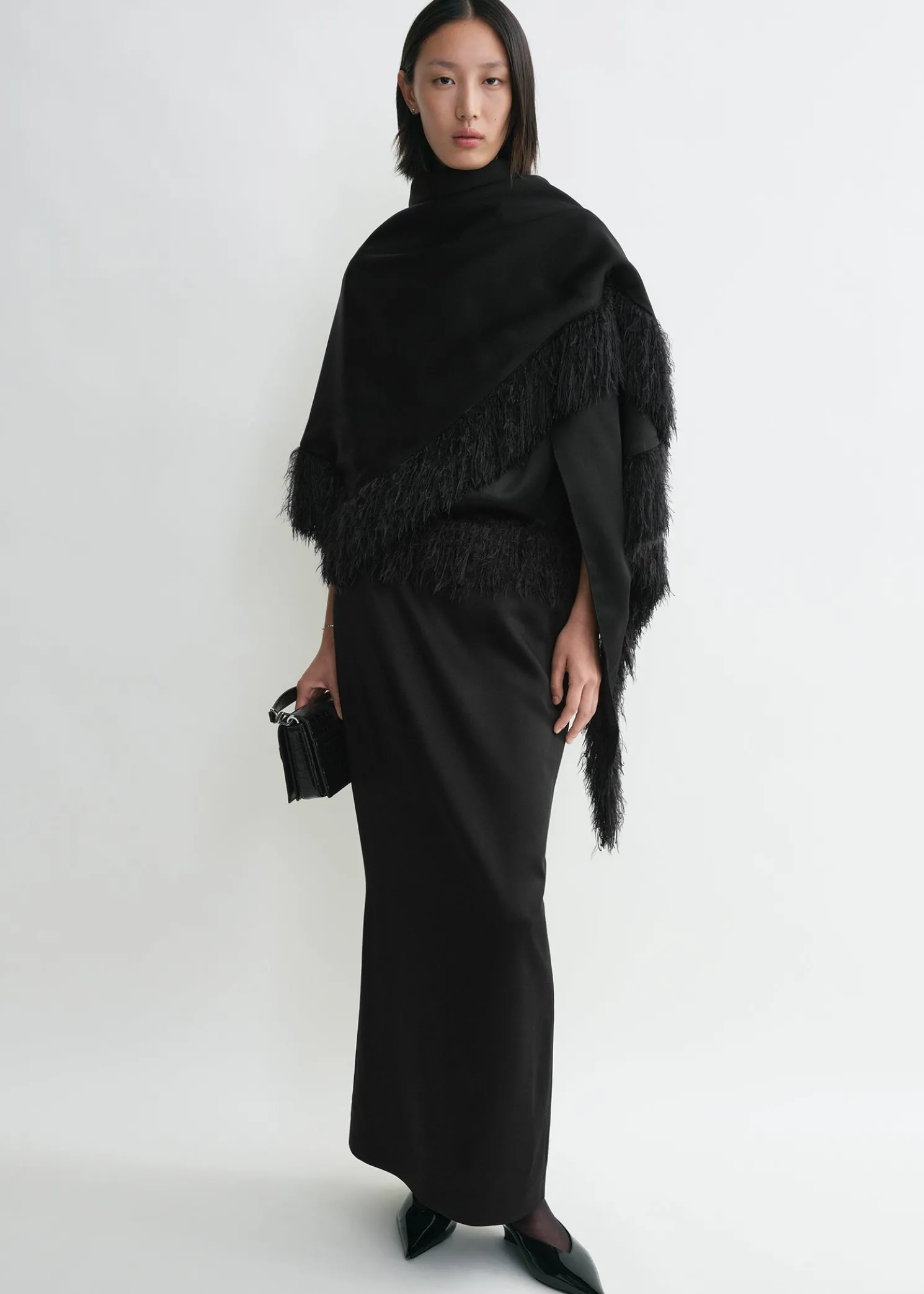 Fringe scarf black