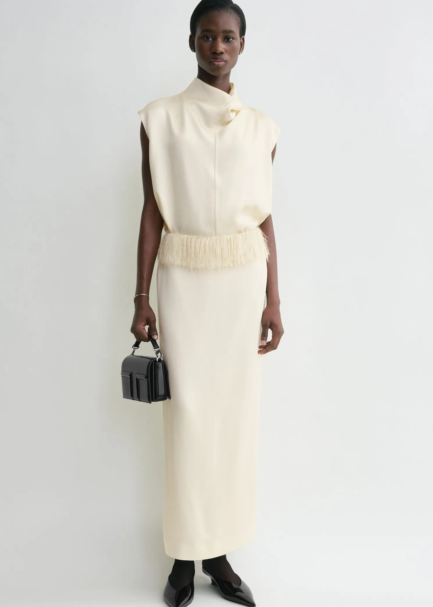 Fringe skirt macadamia