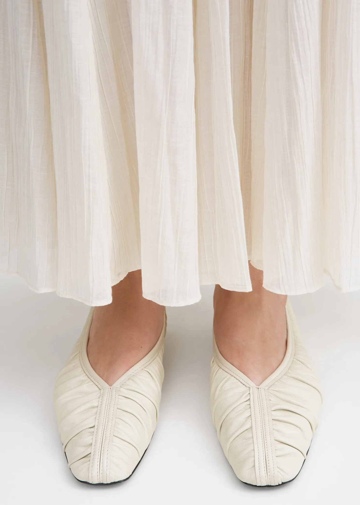 Gathered Nappa flats bleached sand