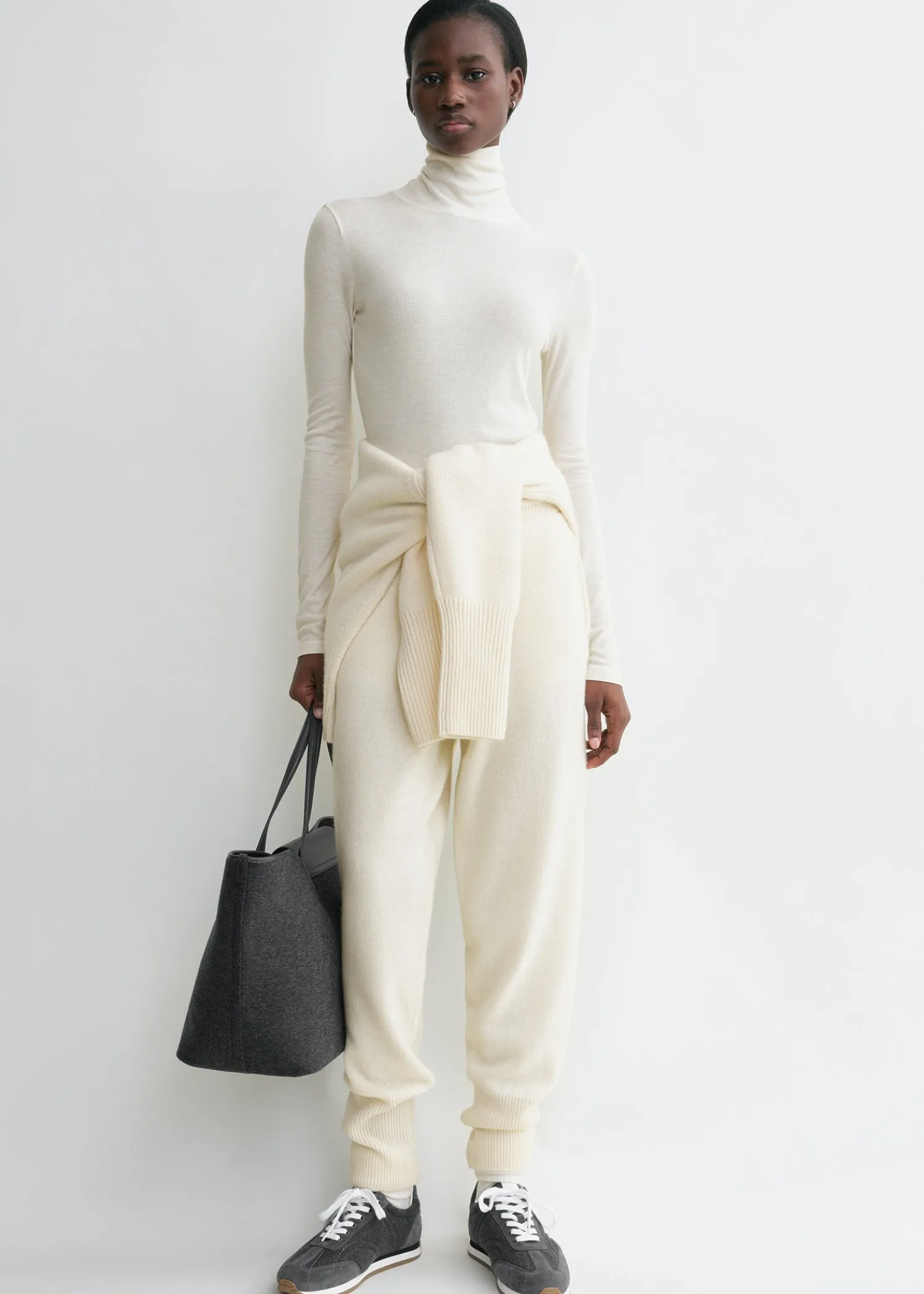 High-neck rib top winter white