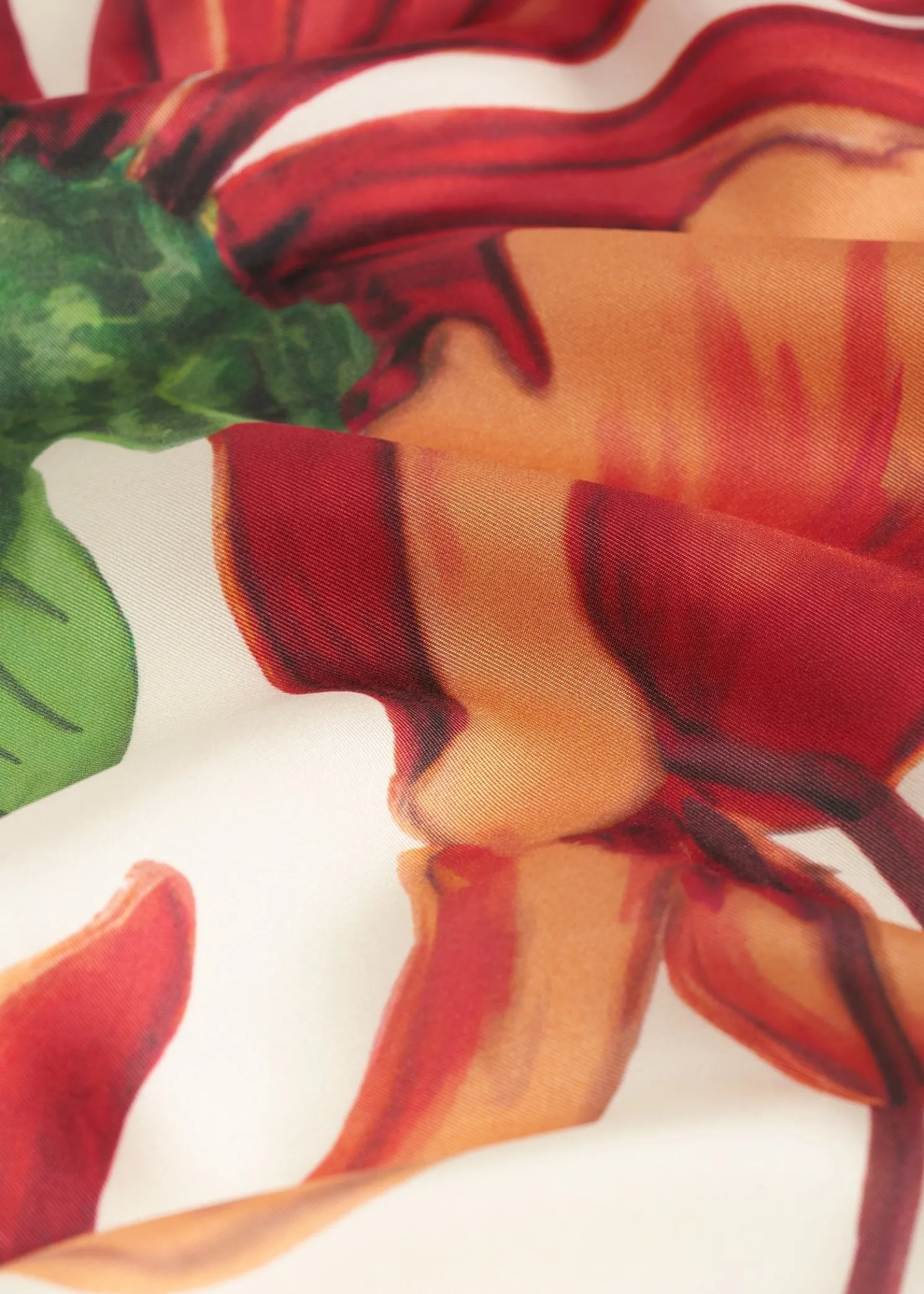 Honeysuckle silk scarf ecru/orange