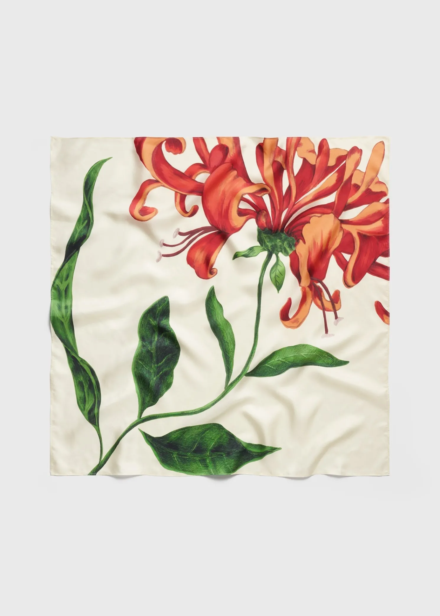 Honeysuckle silk scarf ecru/orange