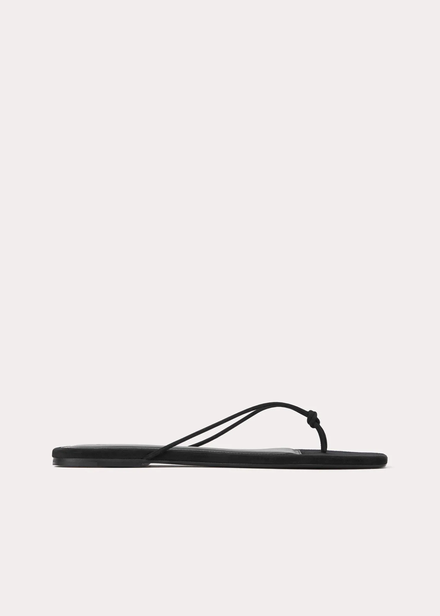 Knotted leather flip flops black