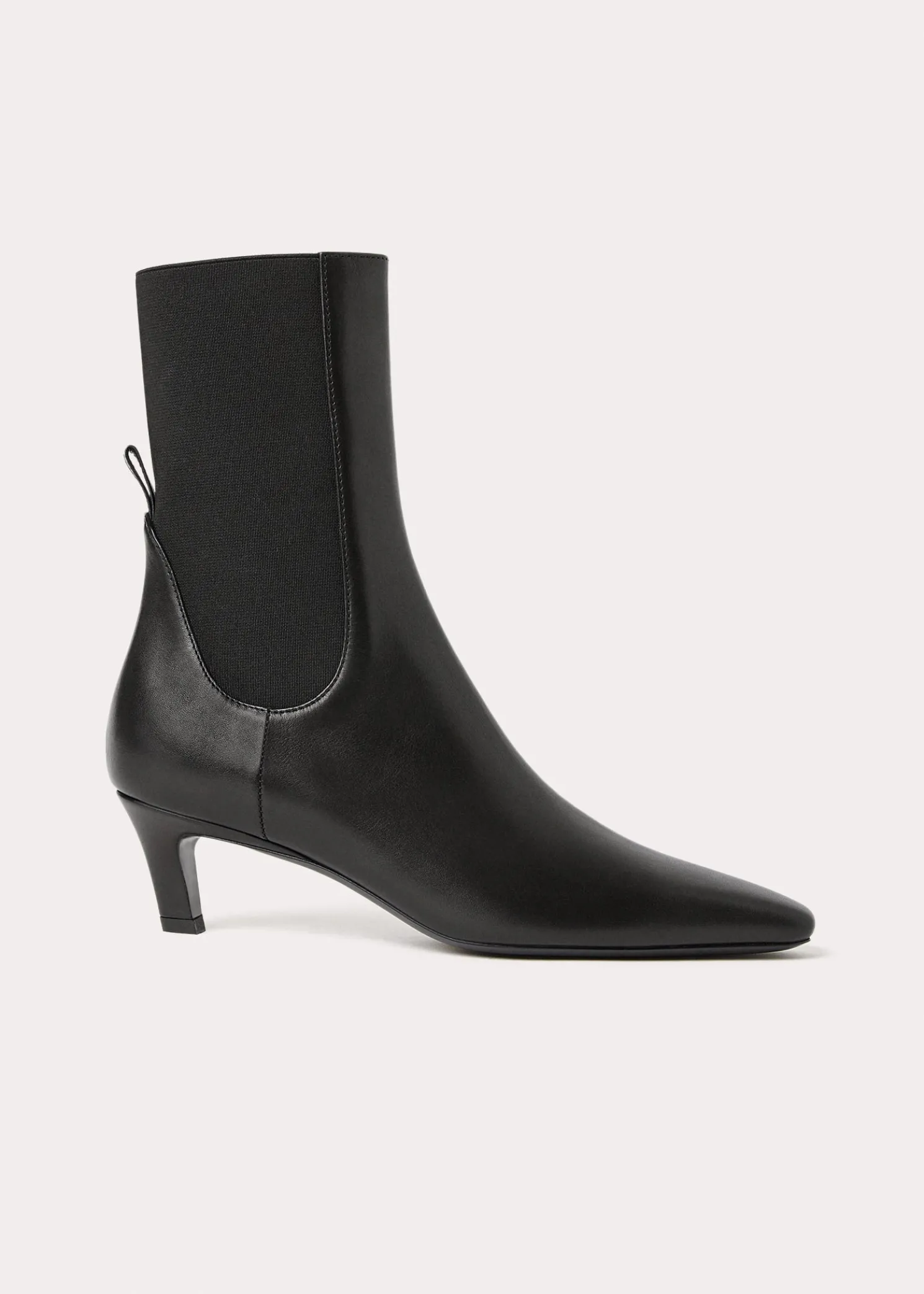 Leather mid-heel boots black