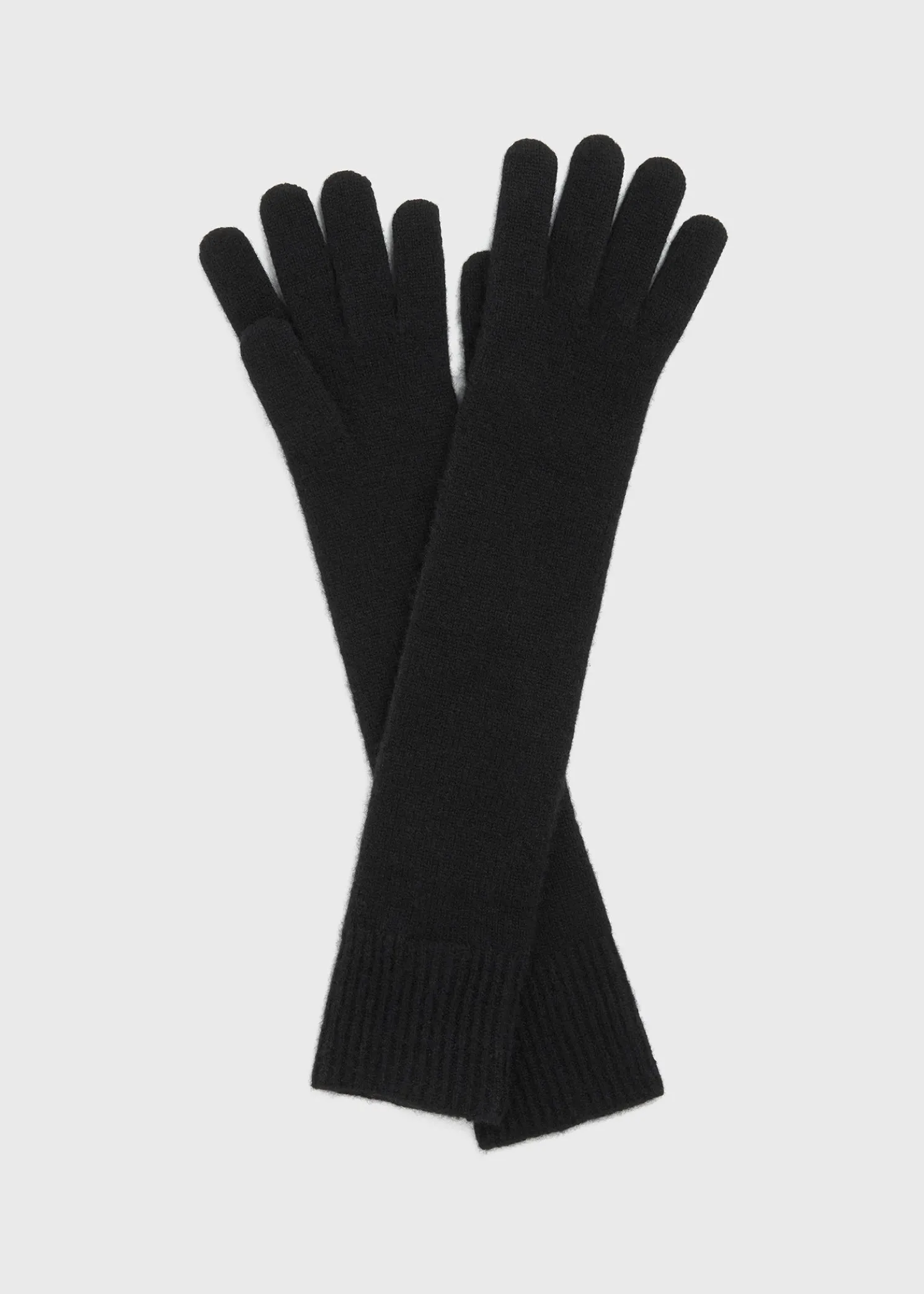 Long knit gloves black