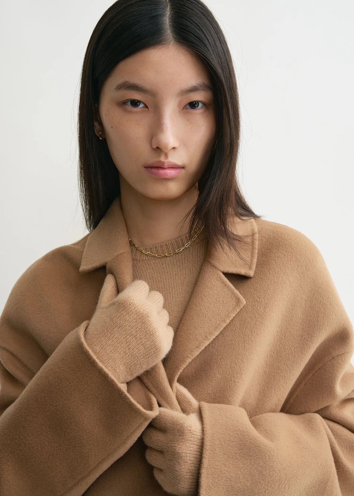 Long knit gloves camel