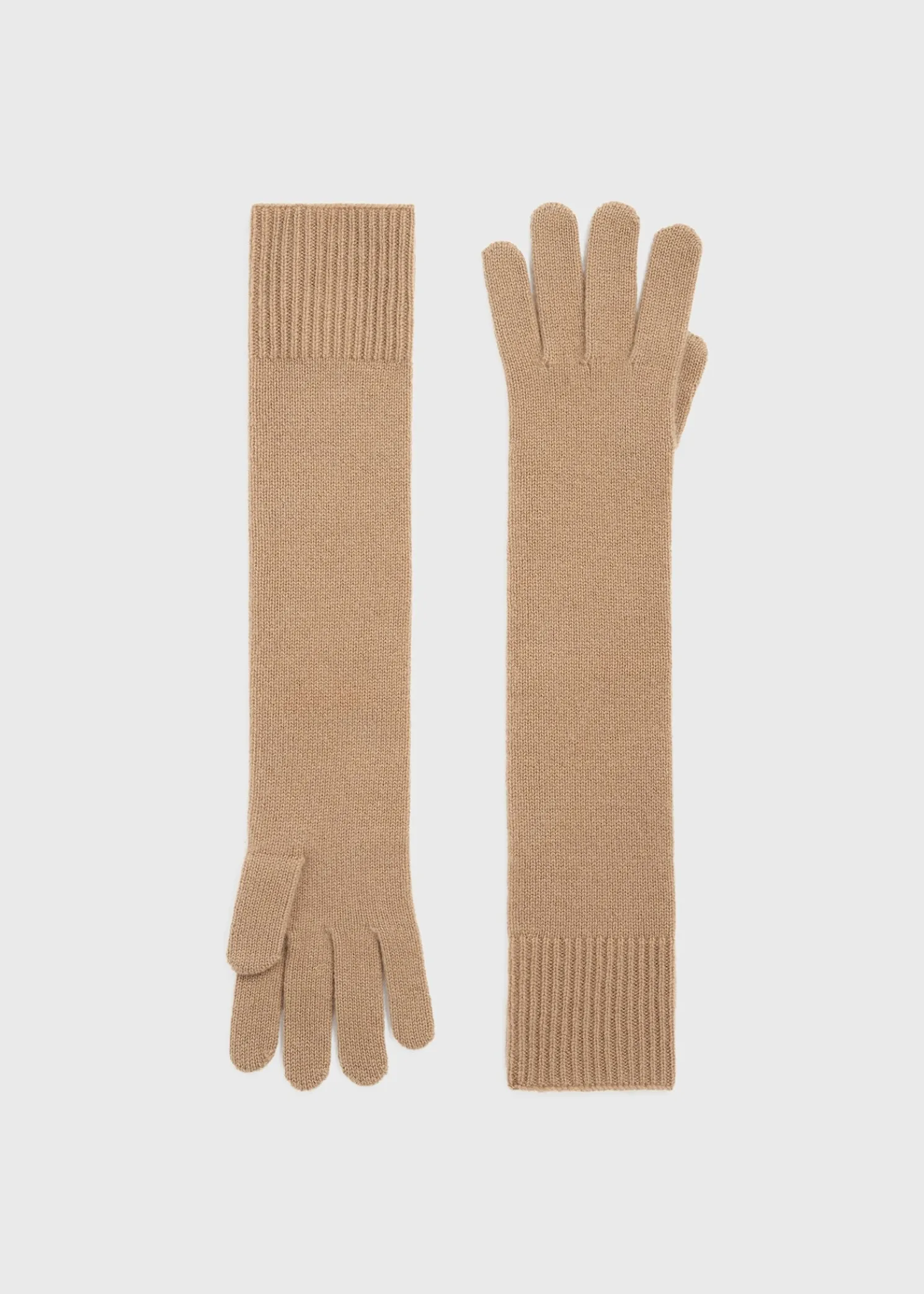 Long knit gloves camel