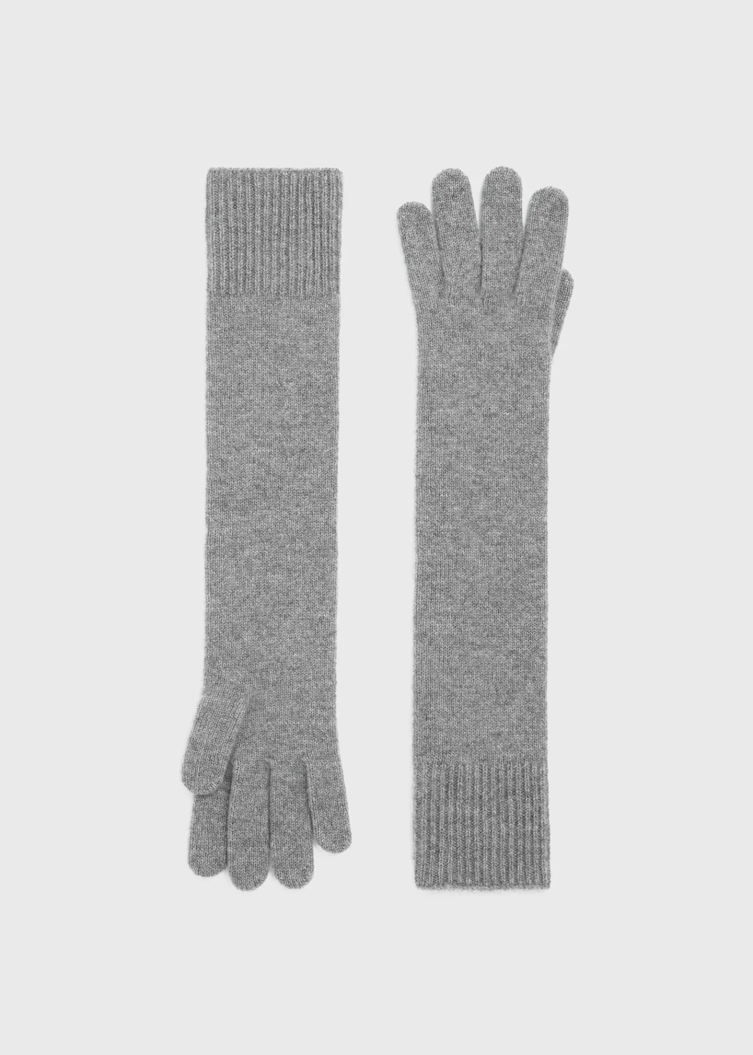 Long knit gloves grey mélange