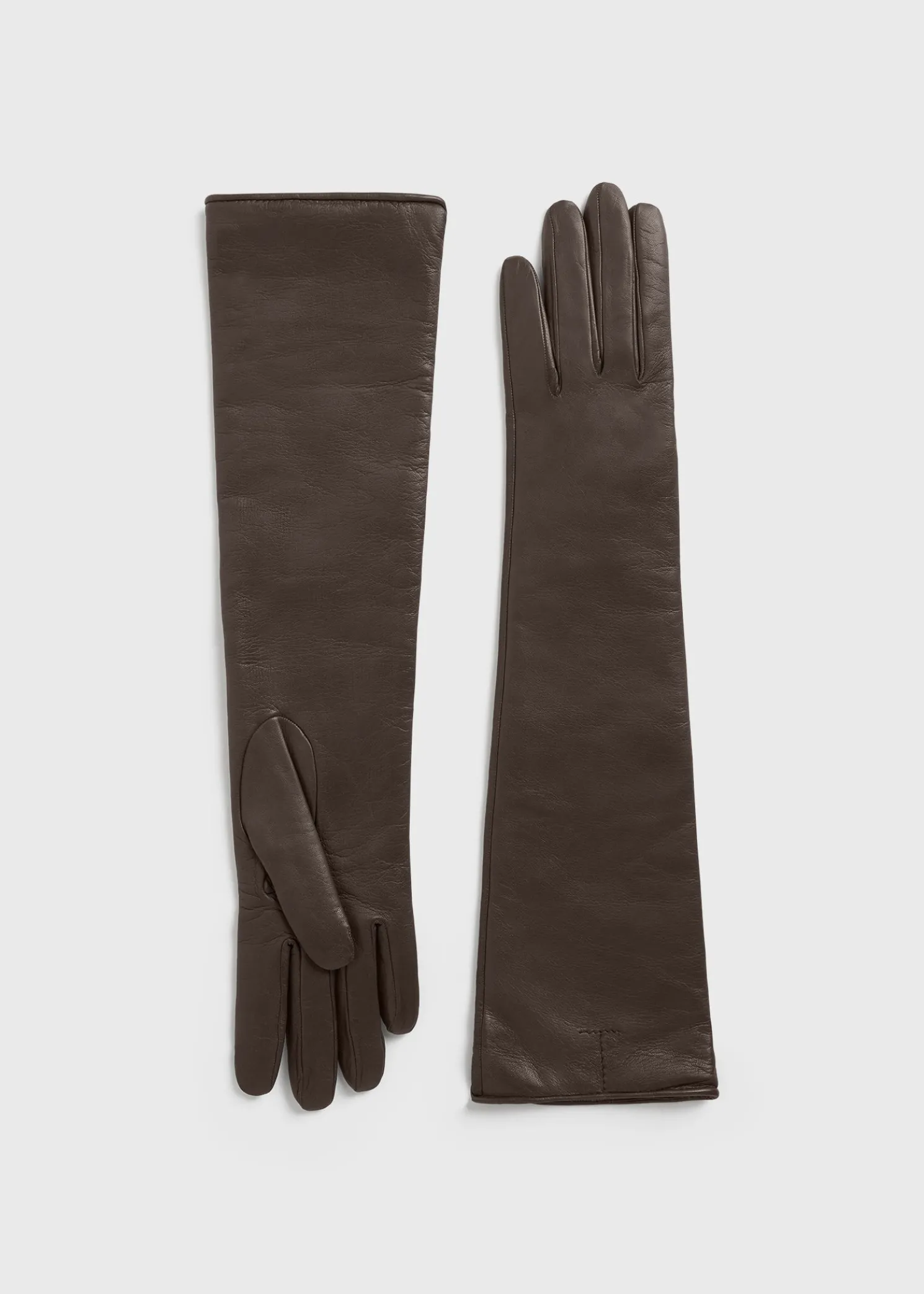 Long leather gloves brown