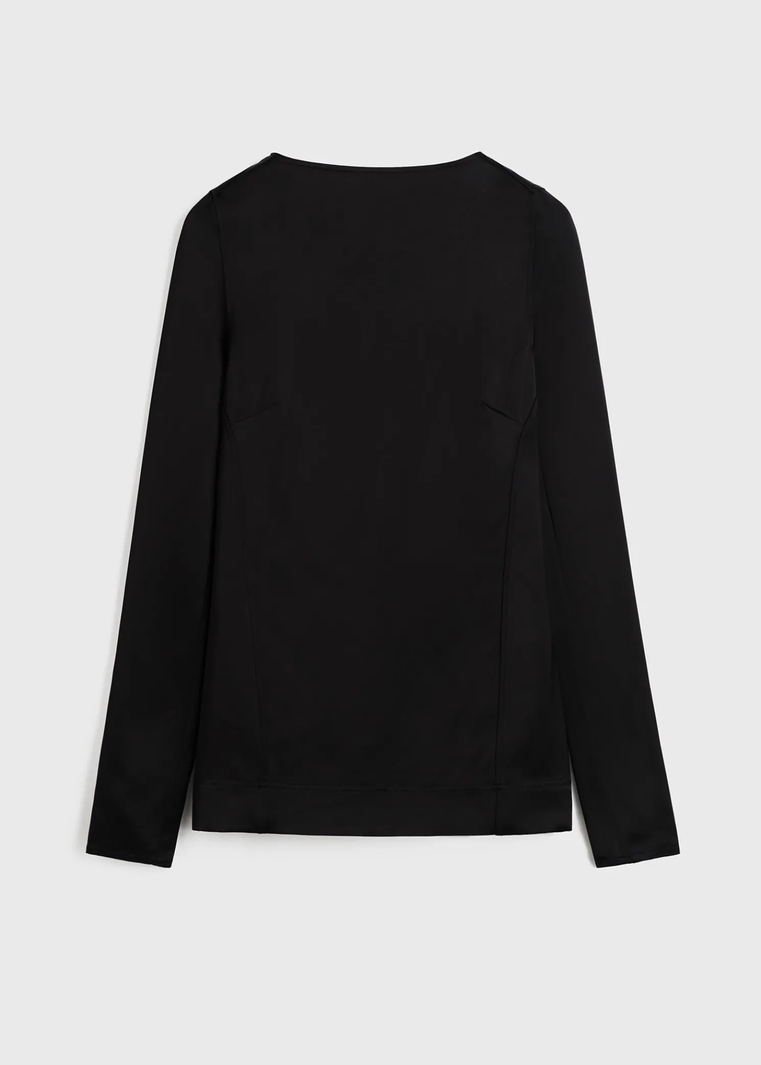 Long-sleeve satin top black