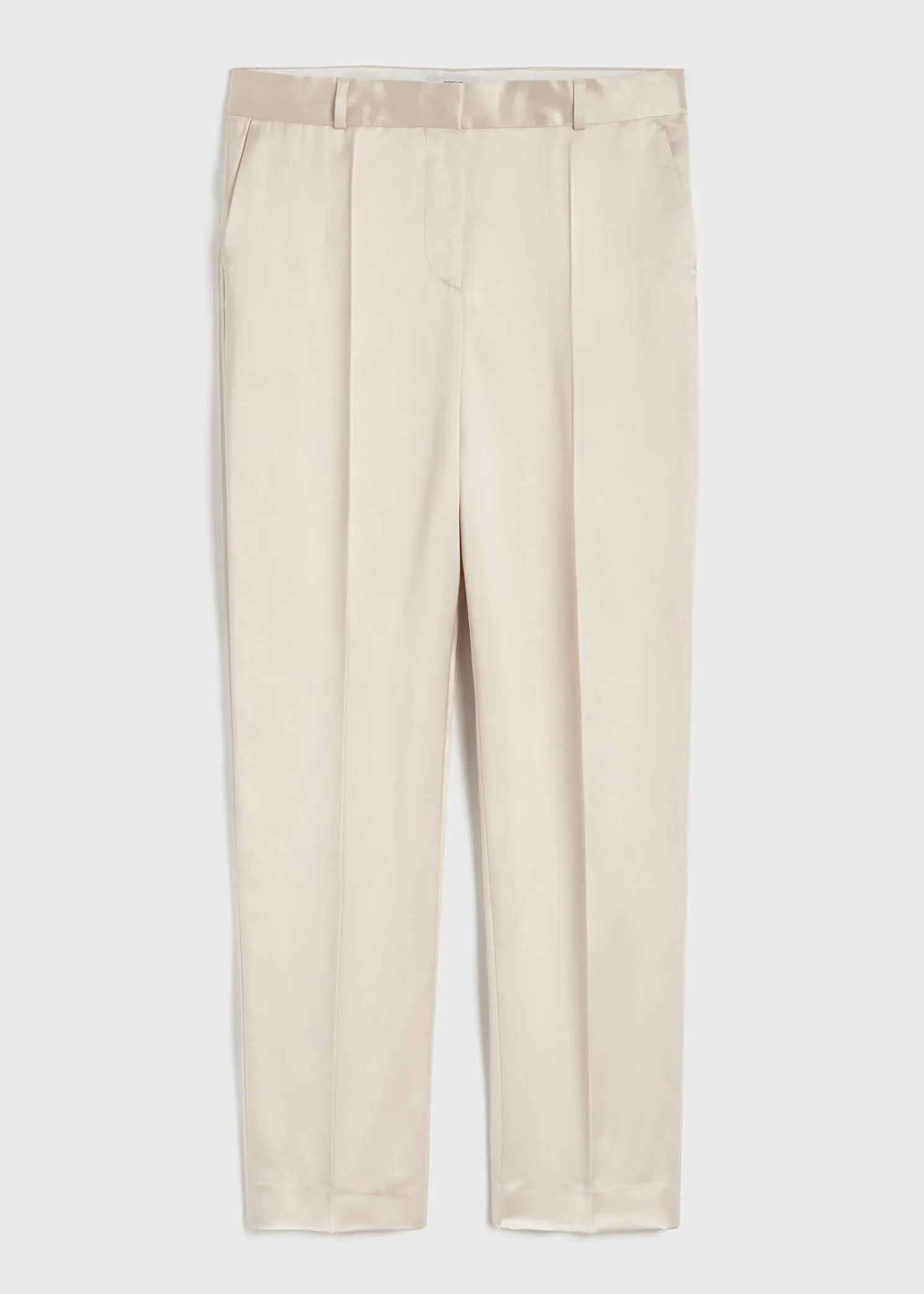 Low-waist satin trousers ecru
