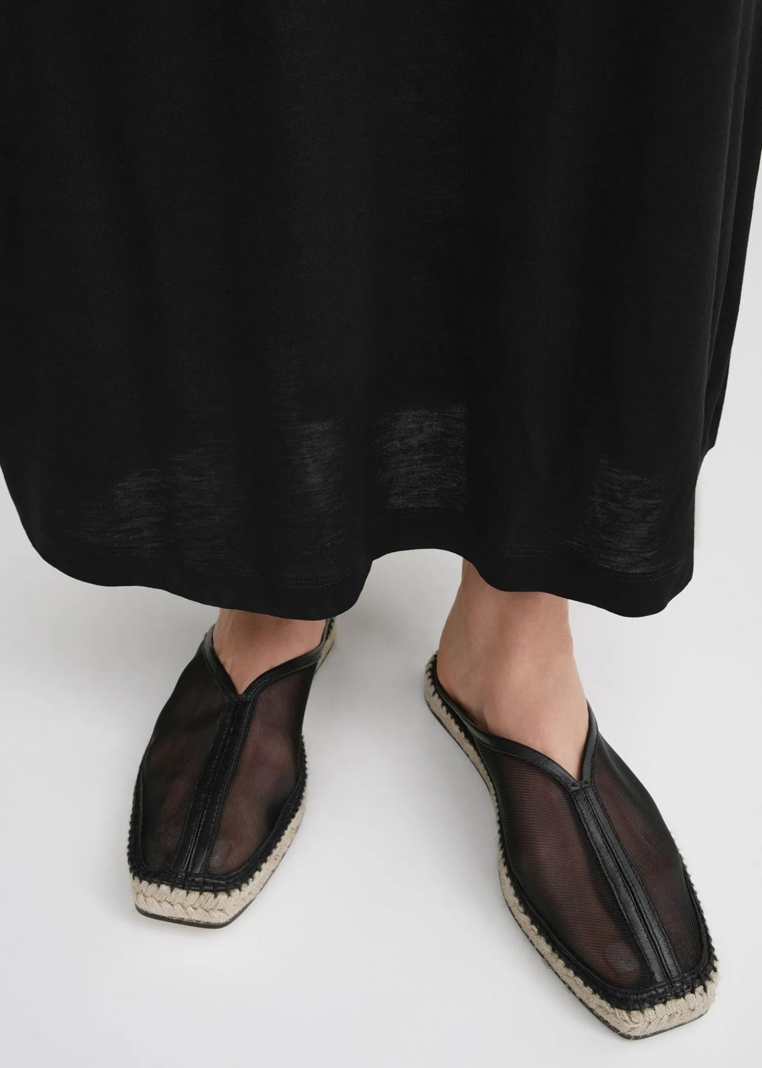 Mesh espadrille slippers black