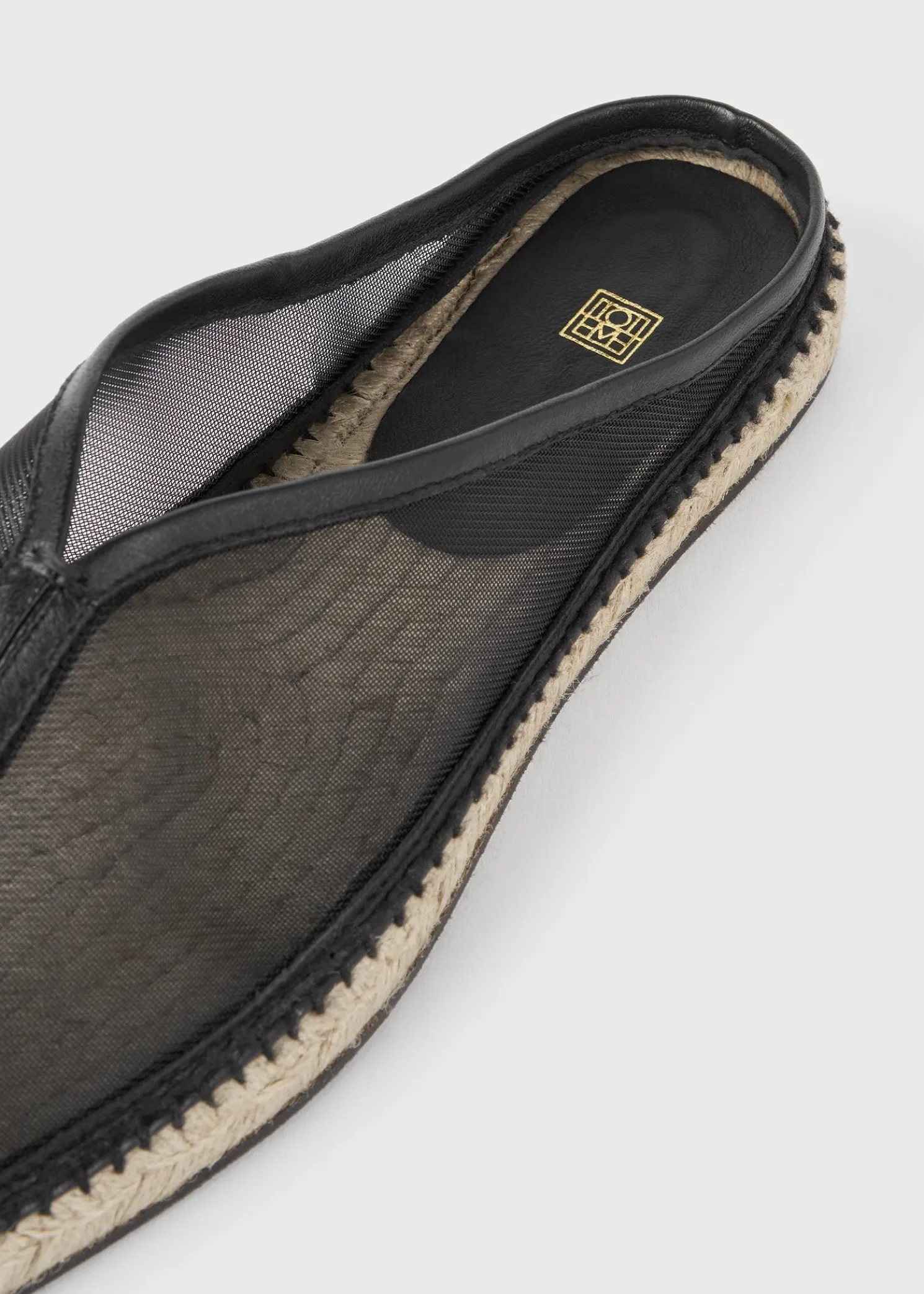 Mesh espadrille slippers black
