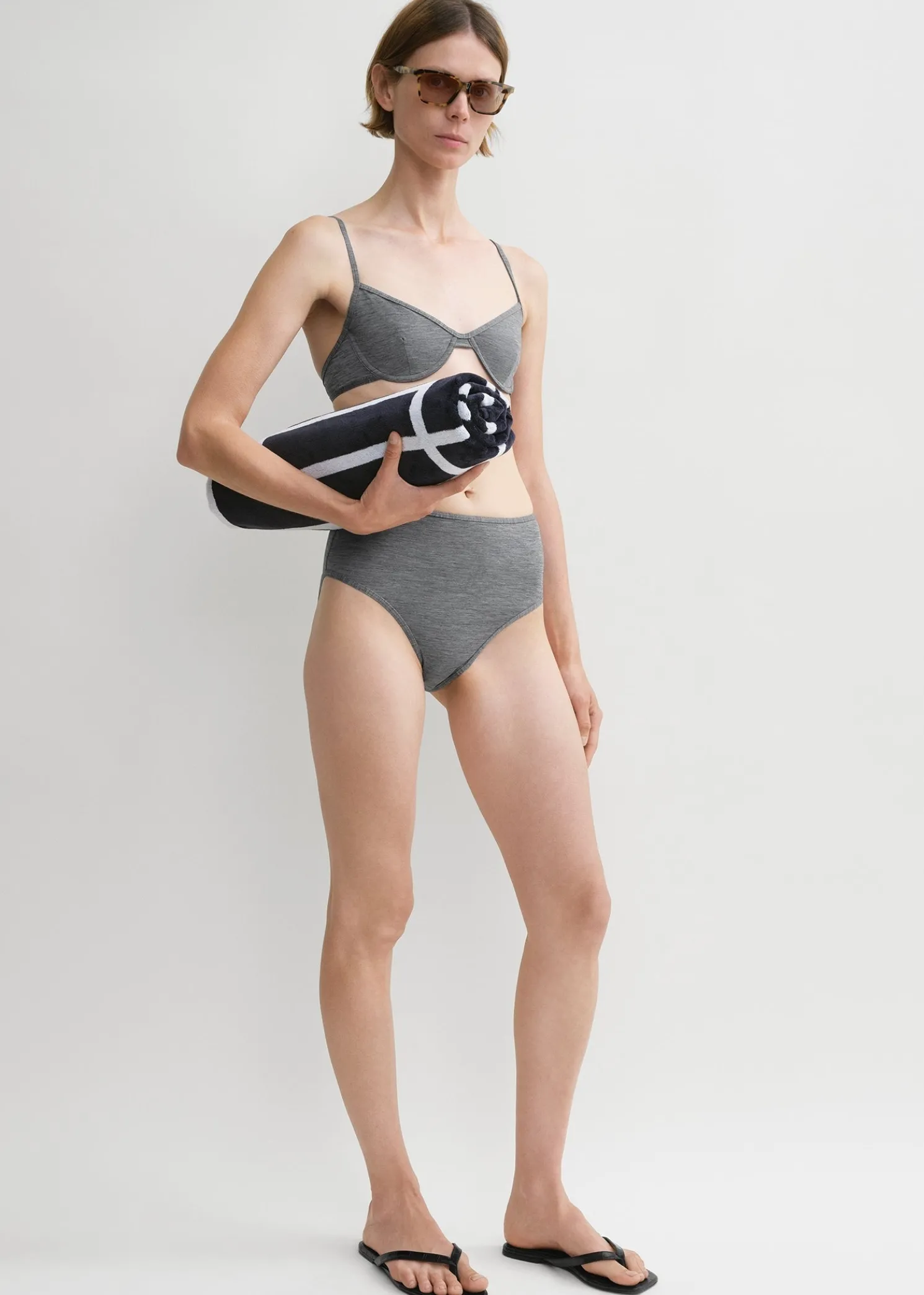 Mid-rise bikini bottoms grey mélange