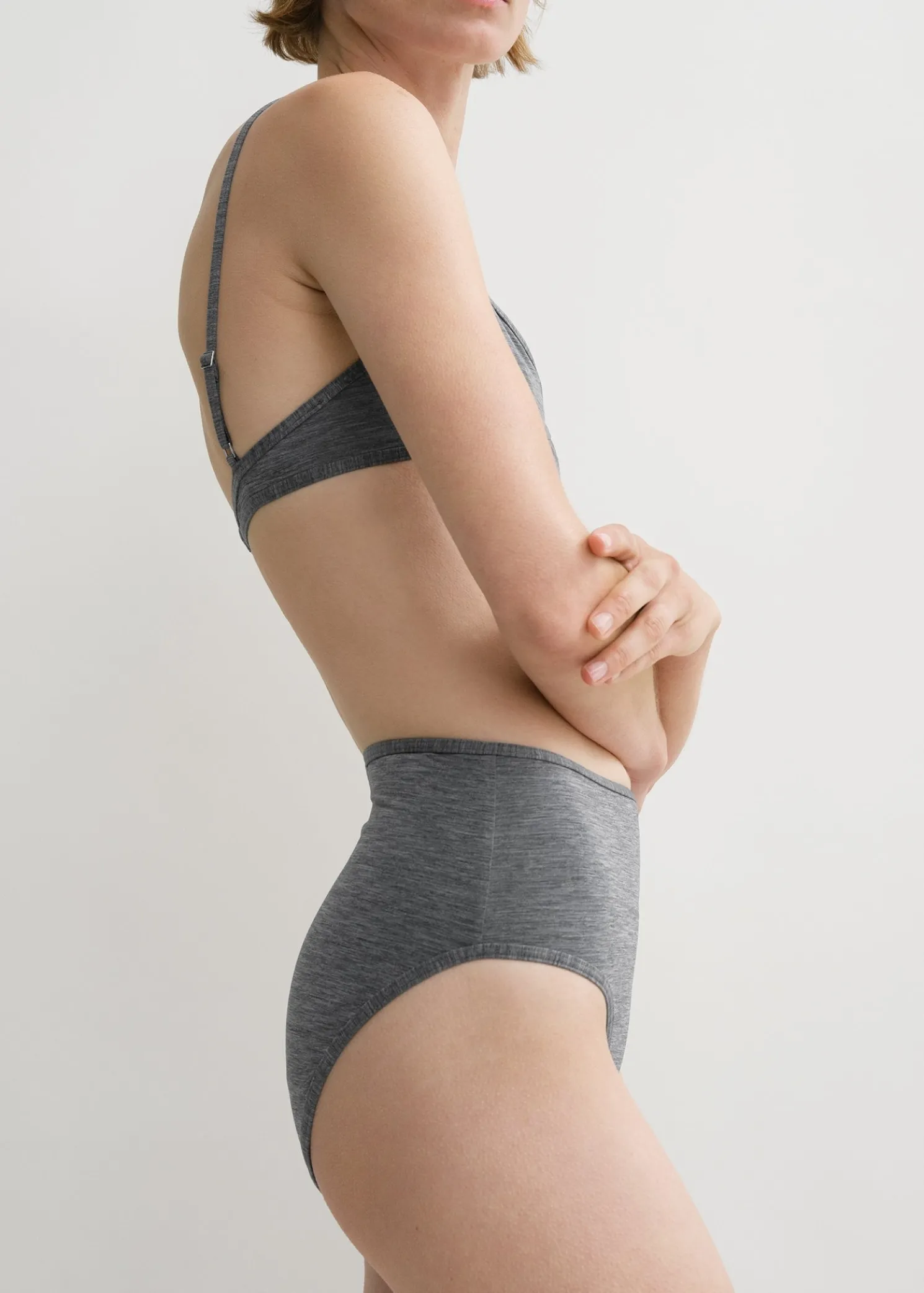 Mid-rise bikini bottoms grey mélange