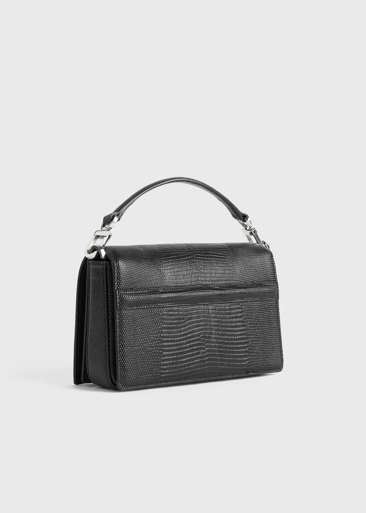 Mini T-Flap lizard-embossed bag black