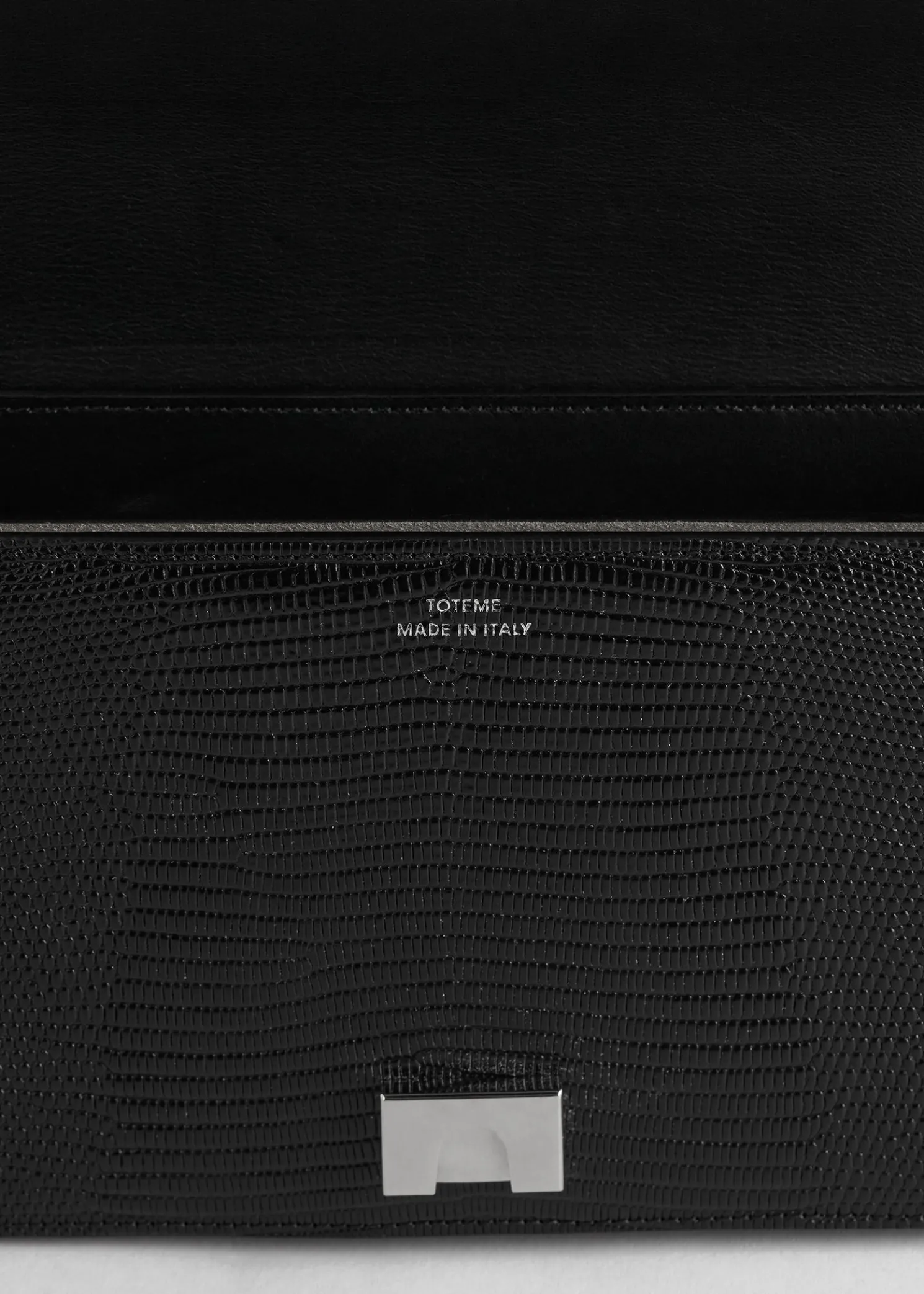 Mini T-Flap lizard-embossed bag black