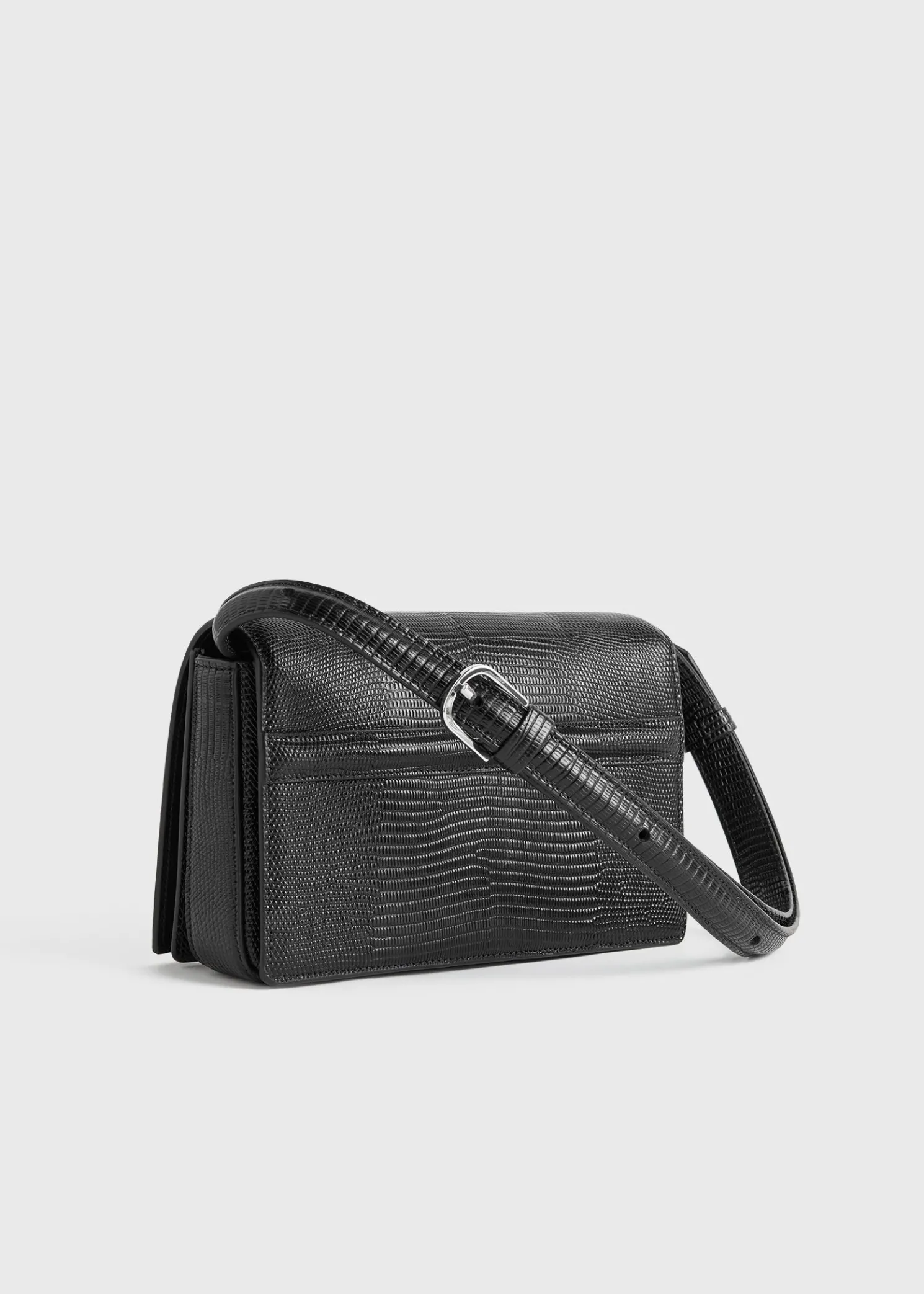 Mini T-Flap lizard-embossed bag black