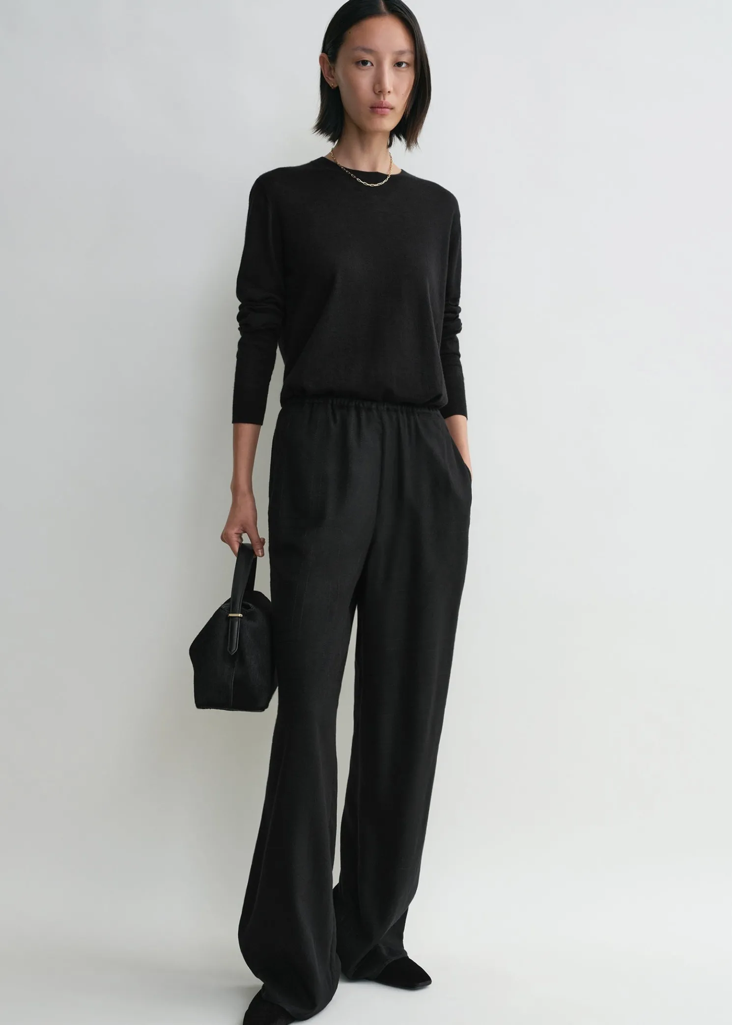 Monogram flannel pj bottoms black