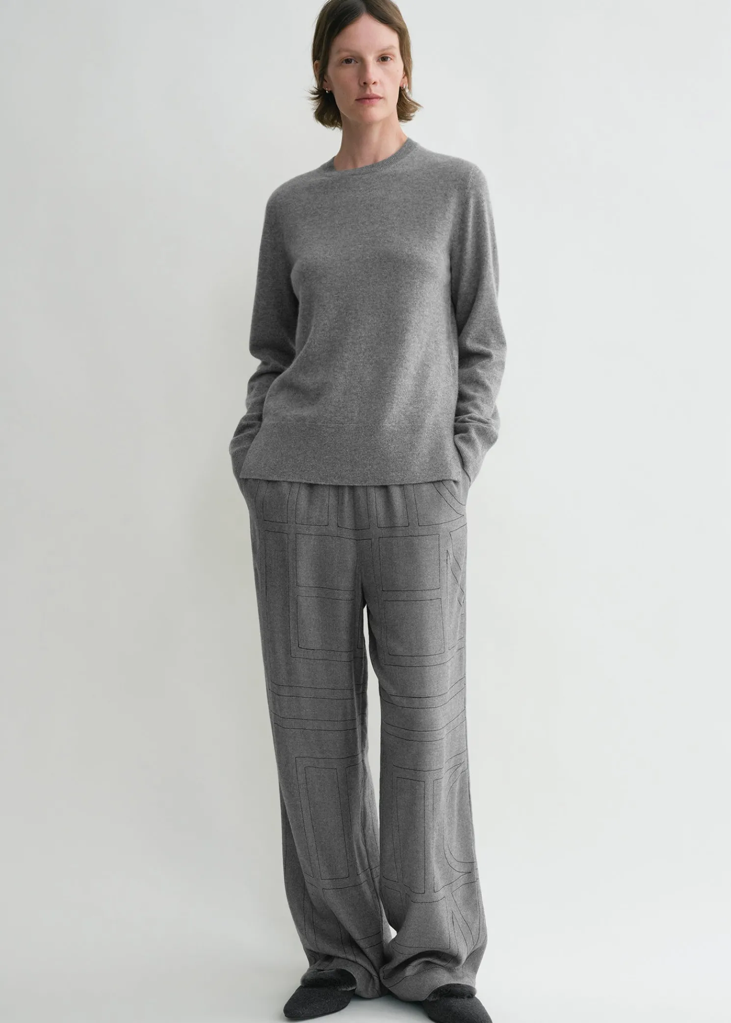 Monogram flannel pj bottoms smoke melange