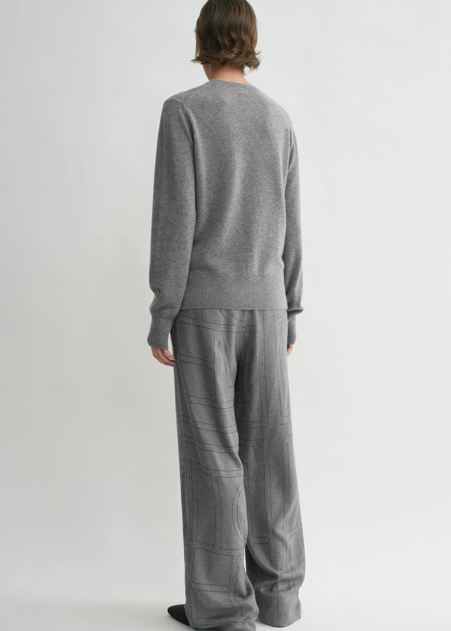 Monogram flannel pj bottoms smoke melange