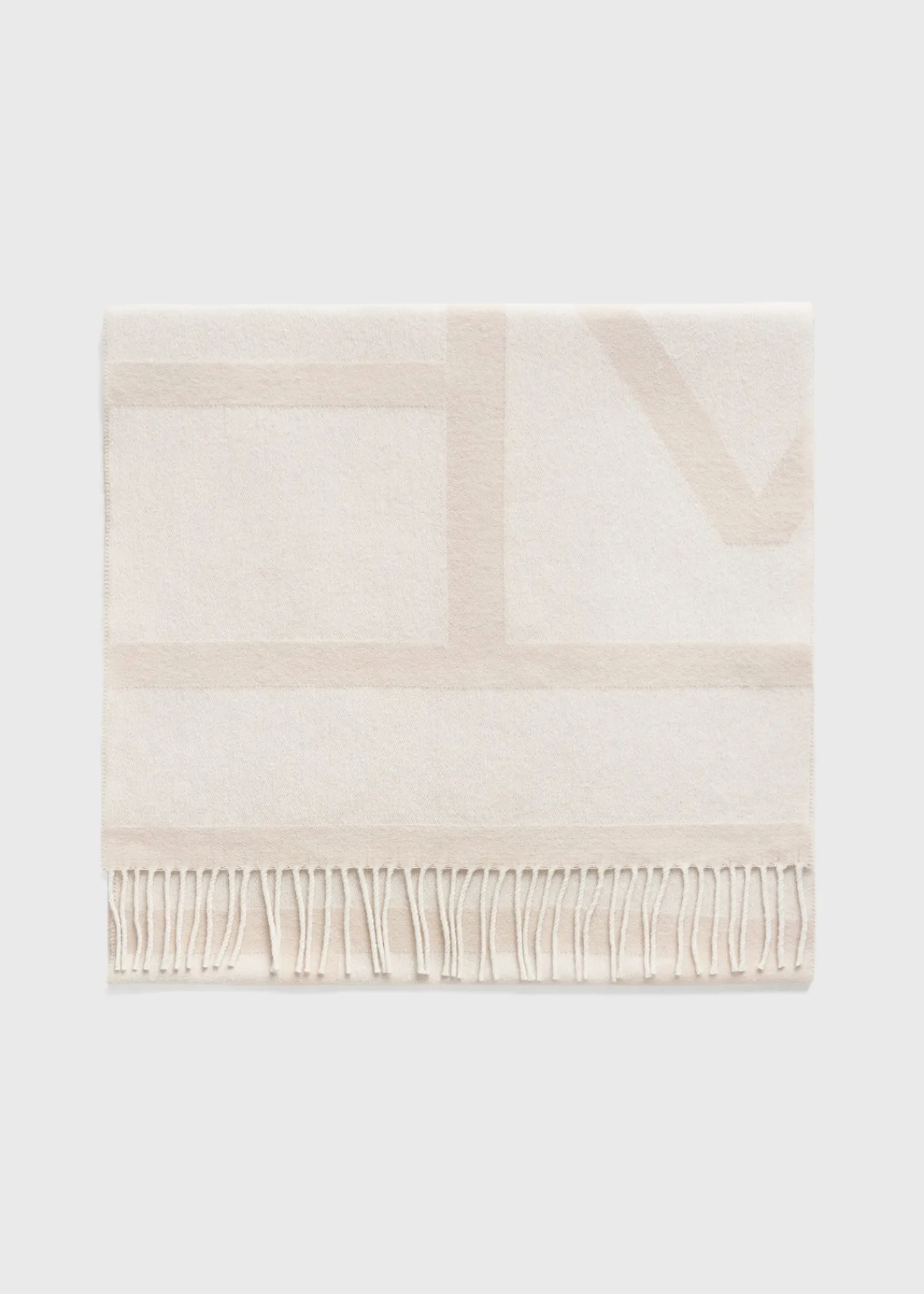 Monogram jacquard wool scarf eggnog