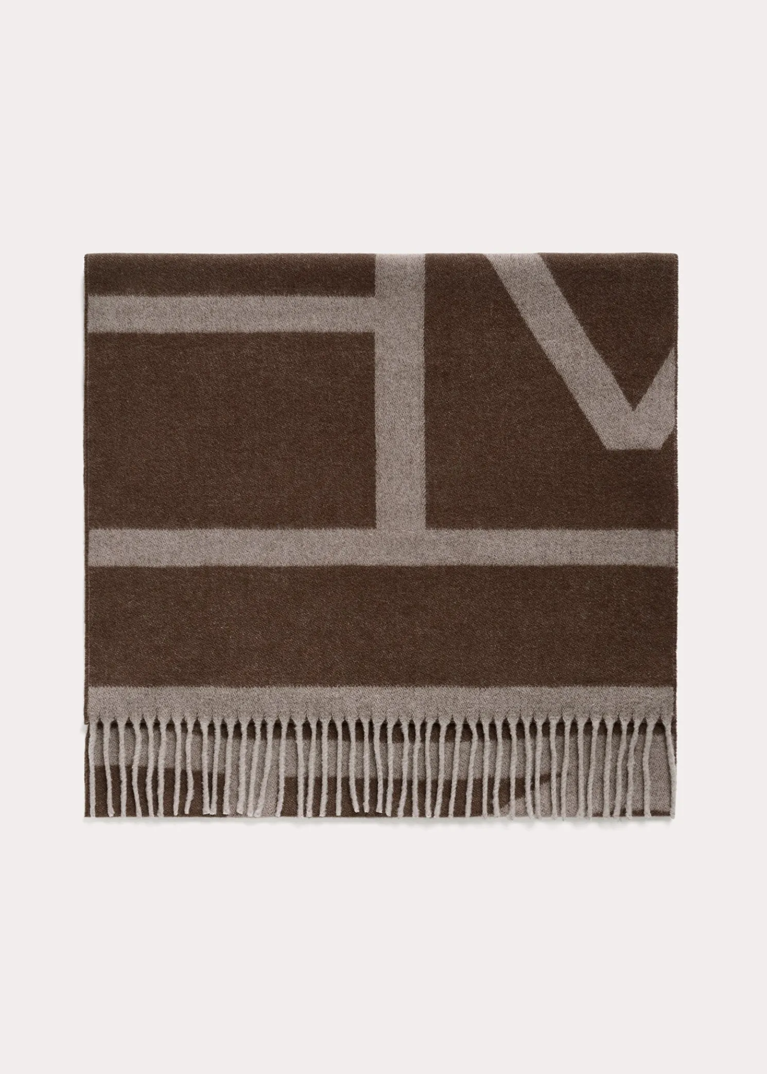 Monogram jacquard wool scarf dark beige