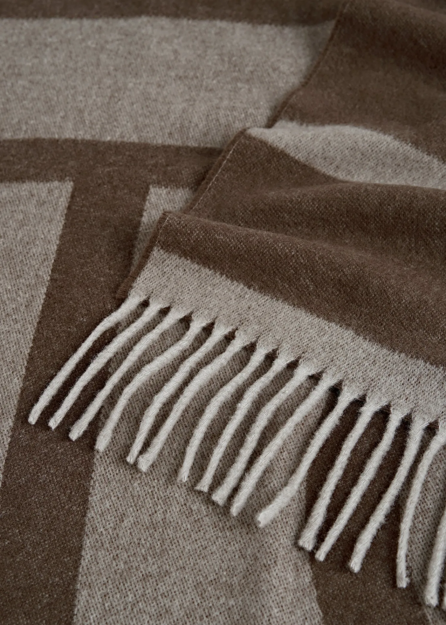 Monogram jacquard wool scarf dark beige