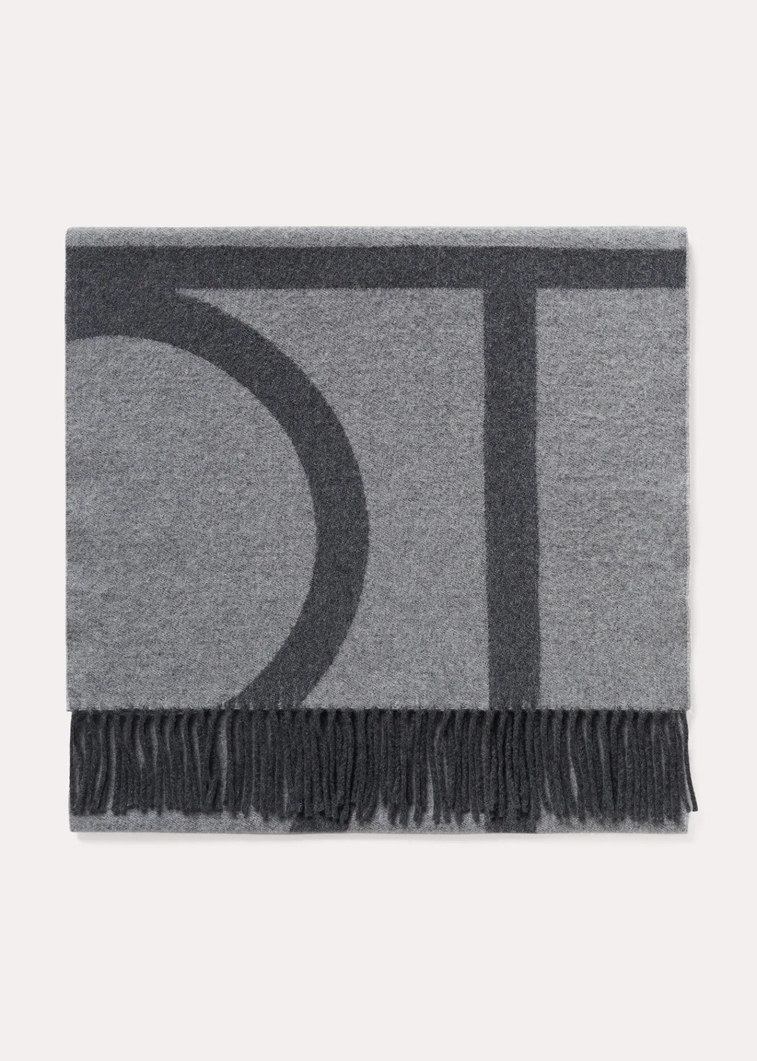 Monogram jacquard wool scarf dark grey mélange