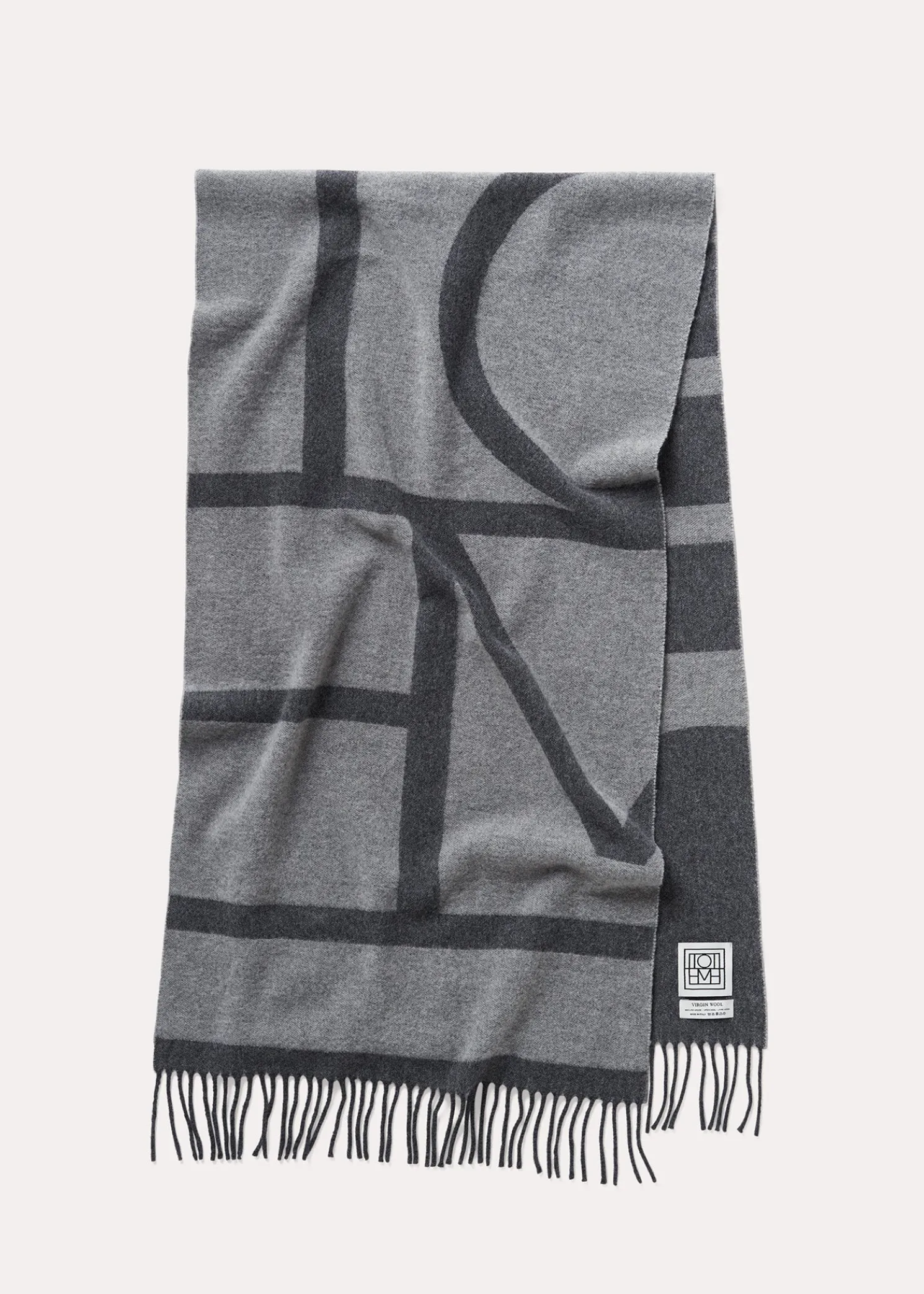 Monogram jacquard wool scarf dark grey mélange