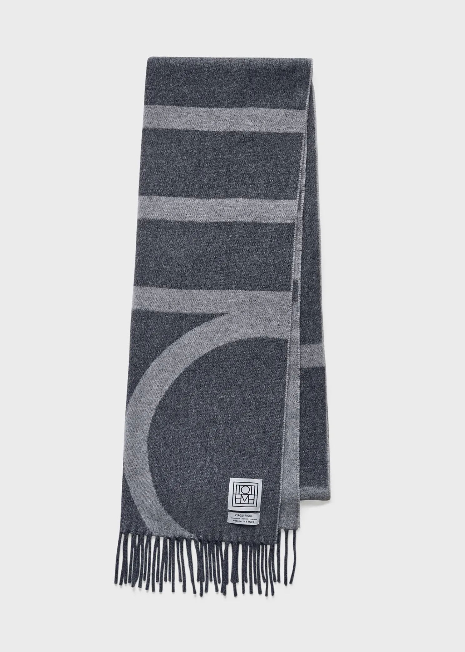 Monogram jacquard wool scarf dark grey mélange
