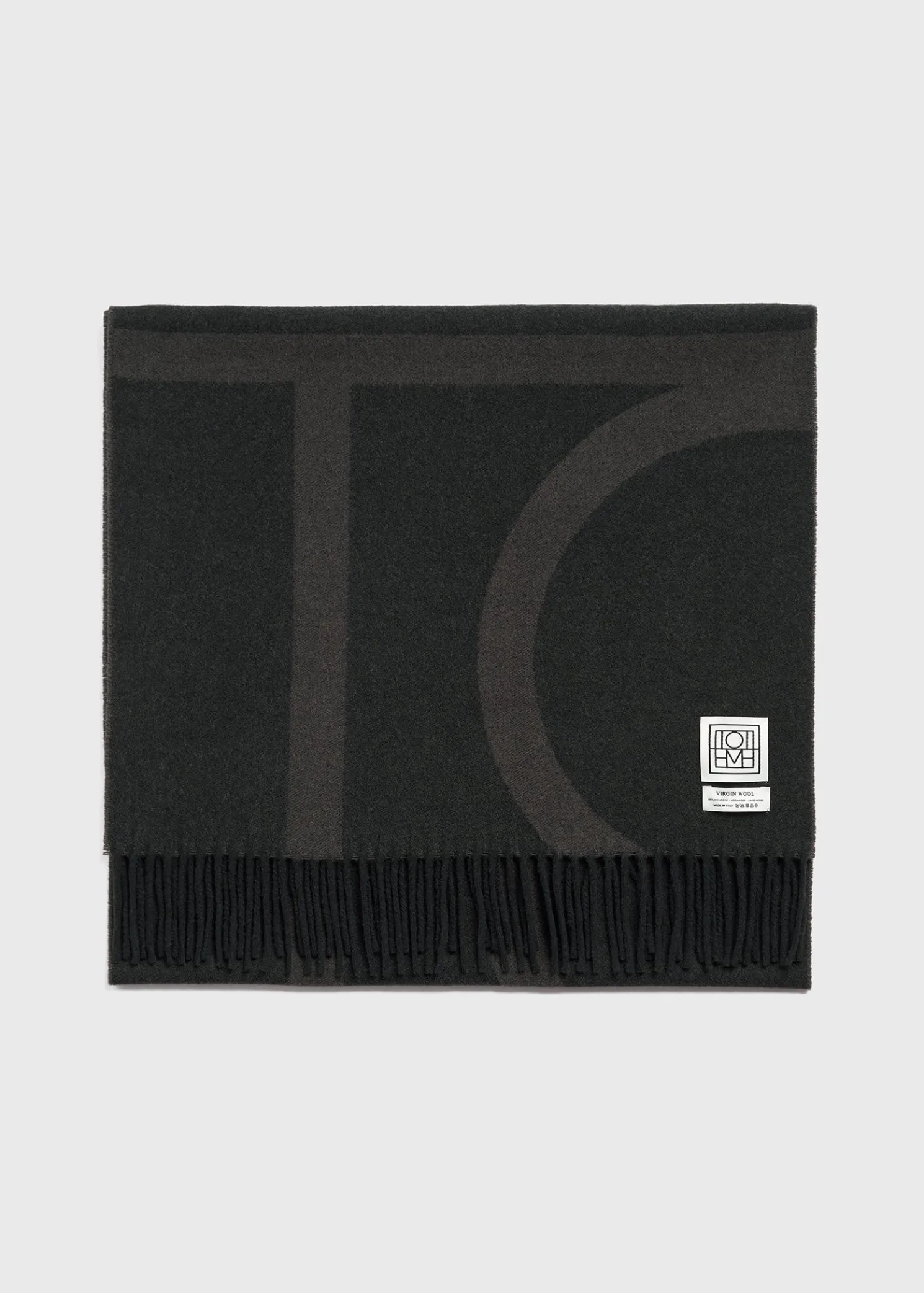 Monogram jacquard wool scarf charcoal mélange