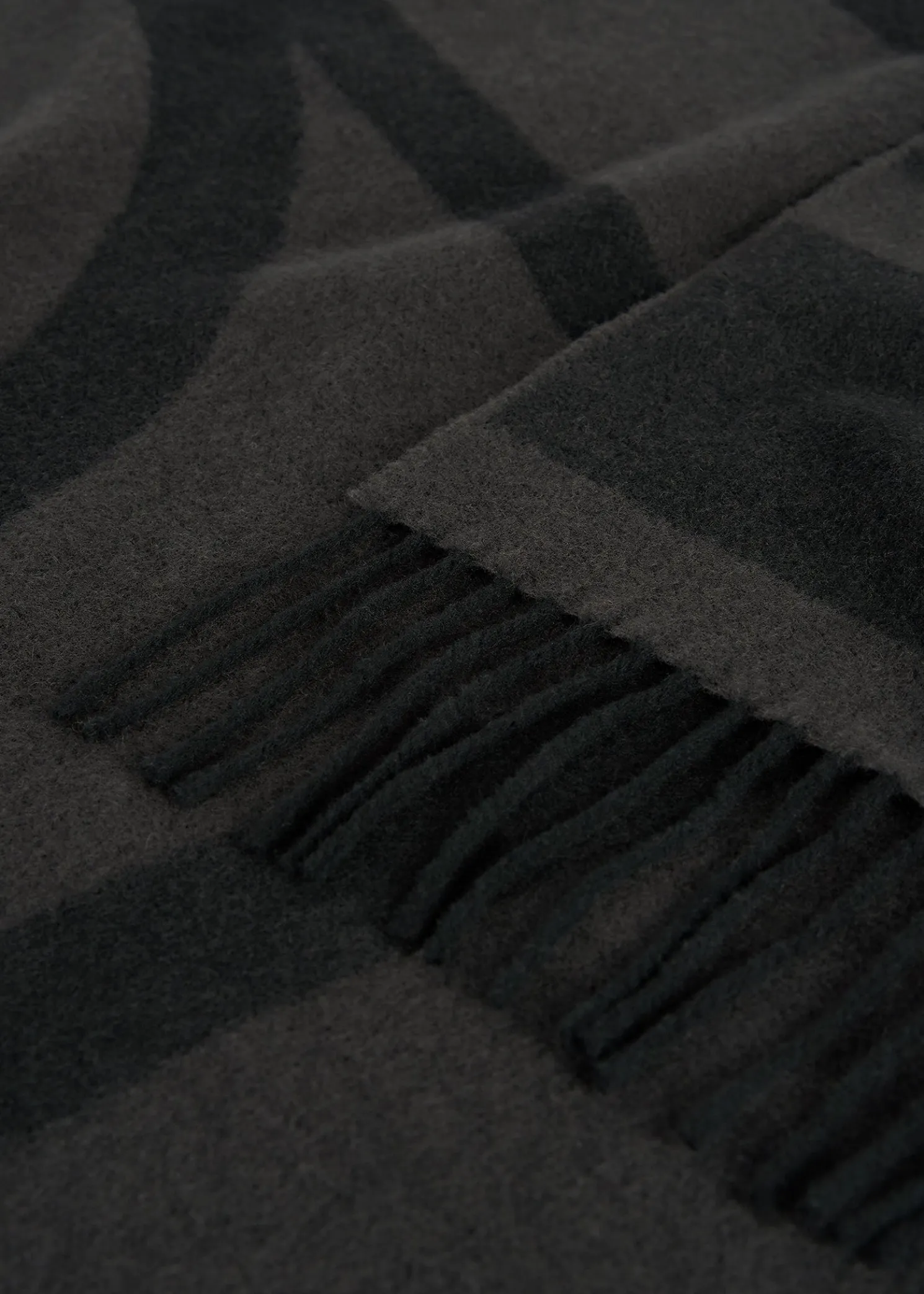 Monogram jacquard wool scarf charcoal mélange