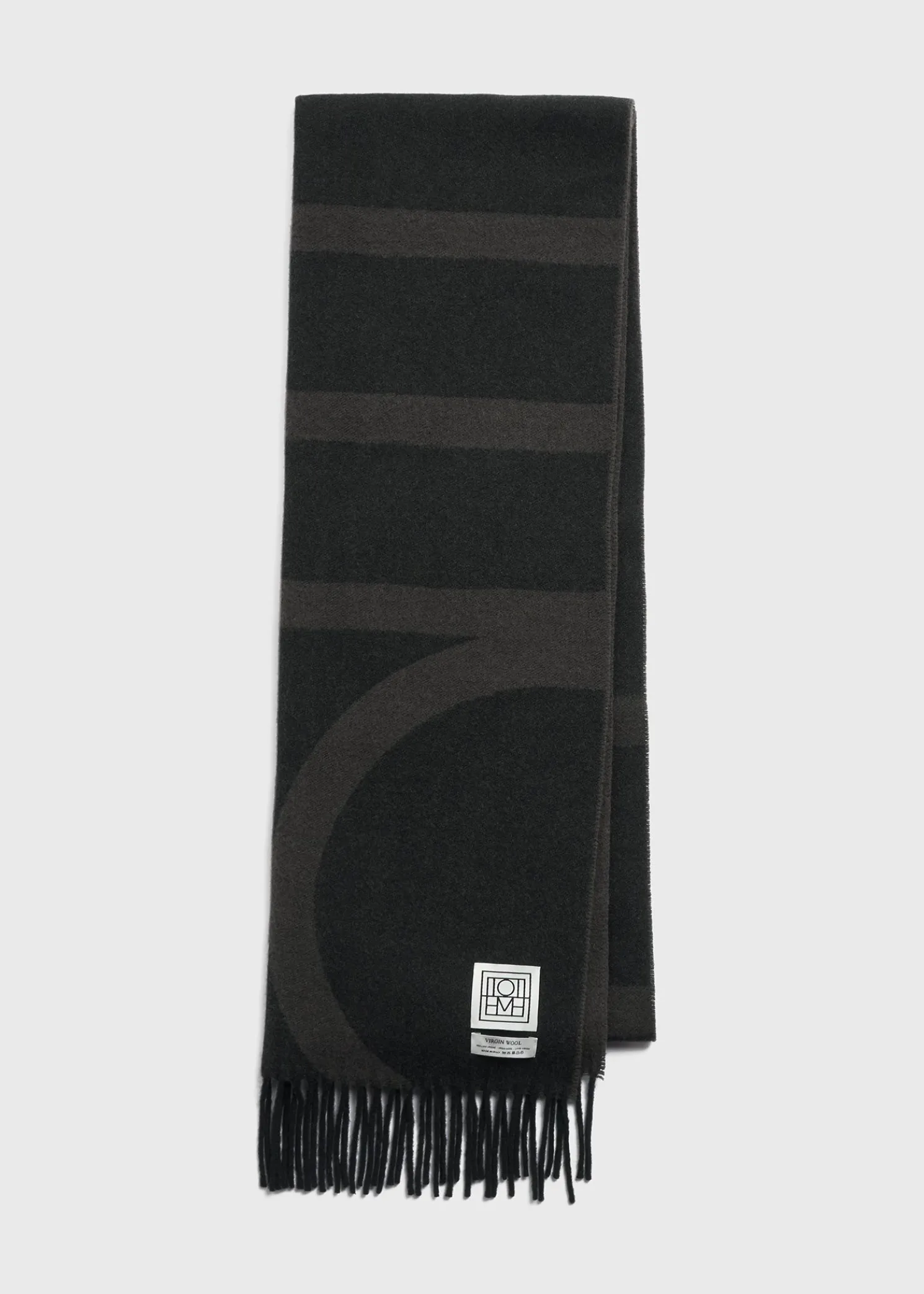Monogram jacquard wool scarf charcoal mélange