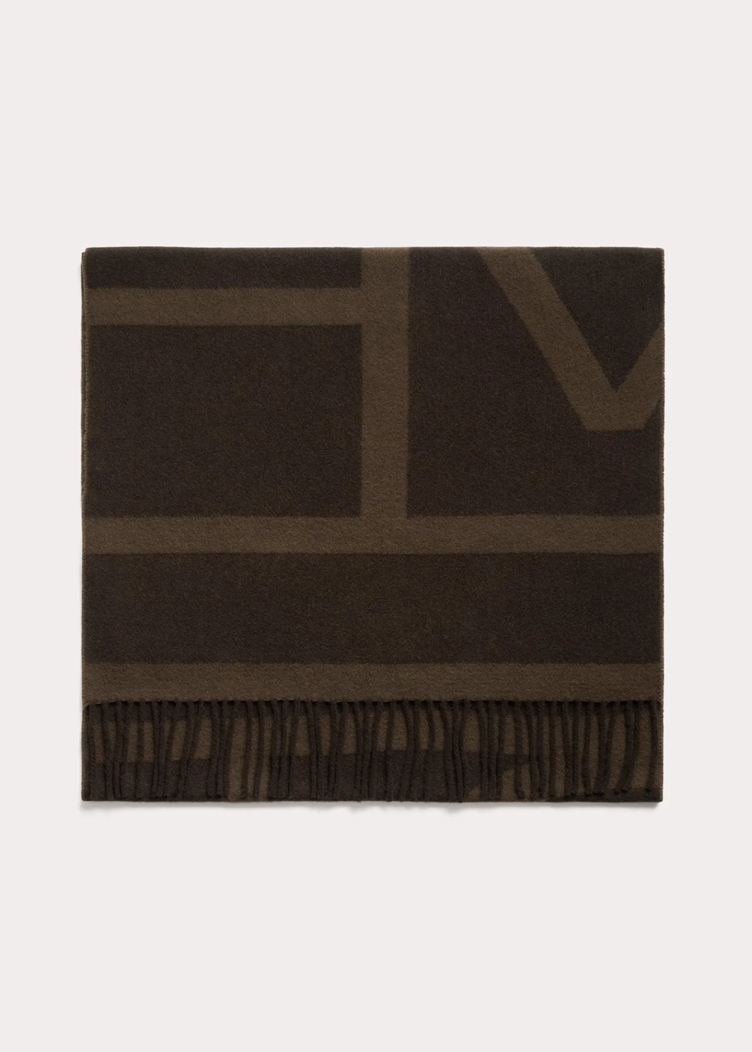 Monogram jacquard wool scarf dark brown