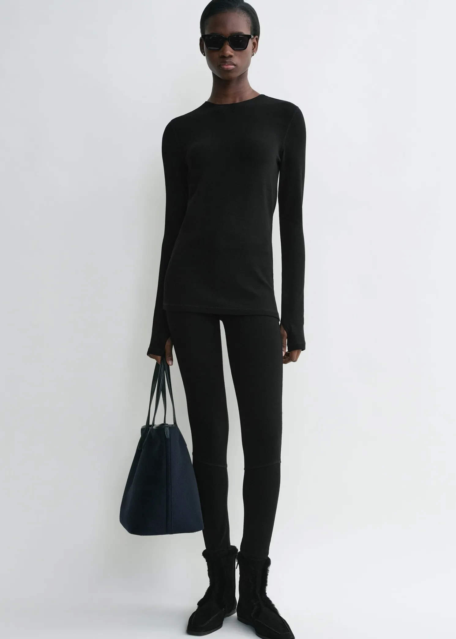 Monogram knit top black